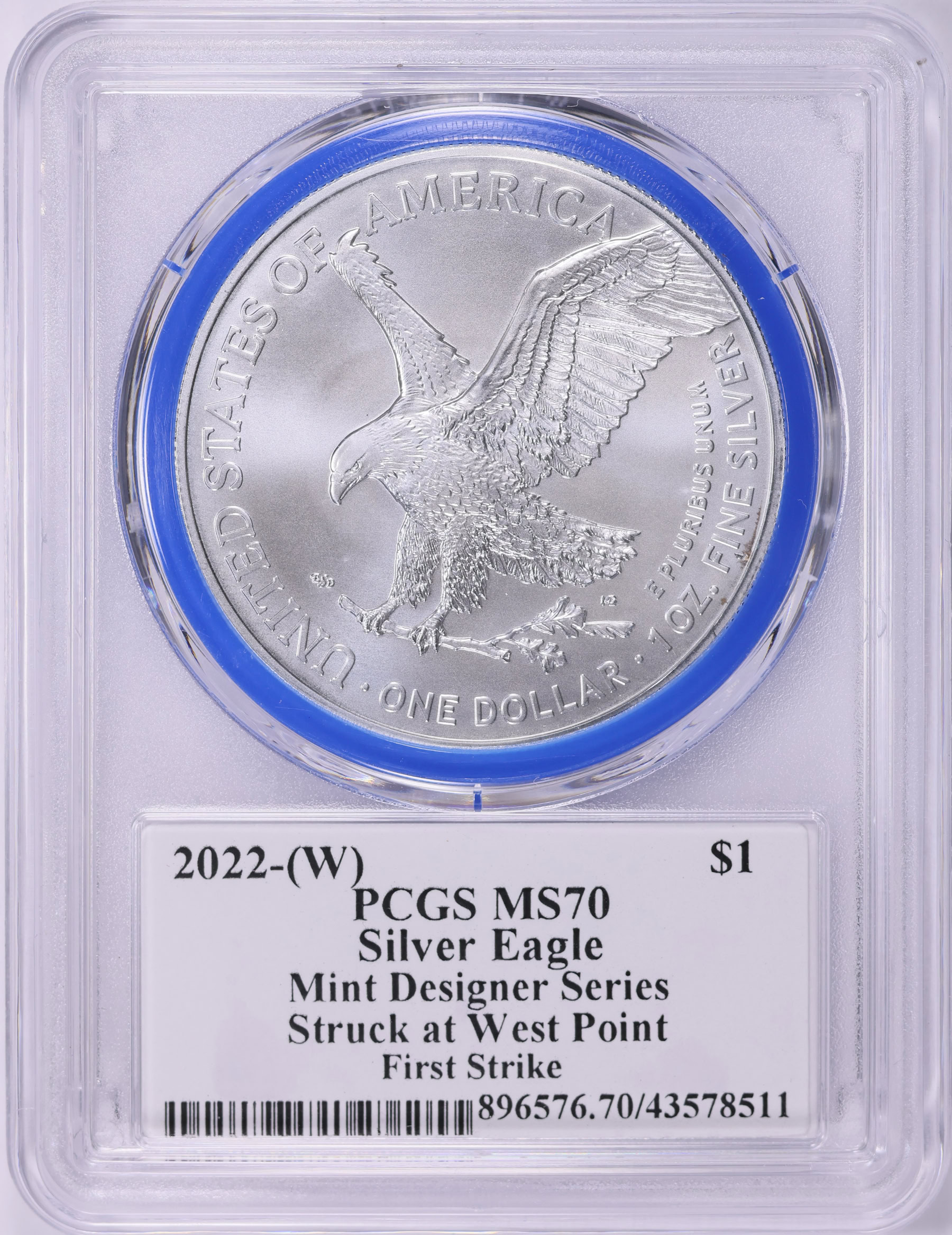 2022-(W) $1 Silver Eagle Struck at West Point First Strike PCGS MS