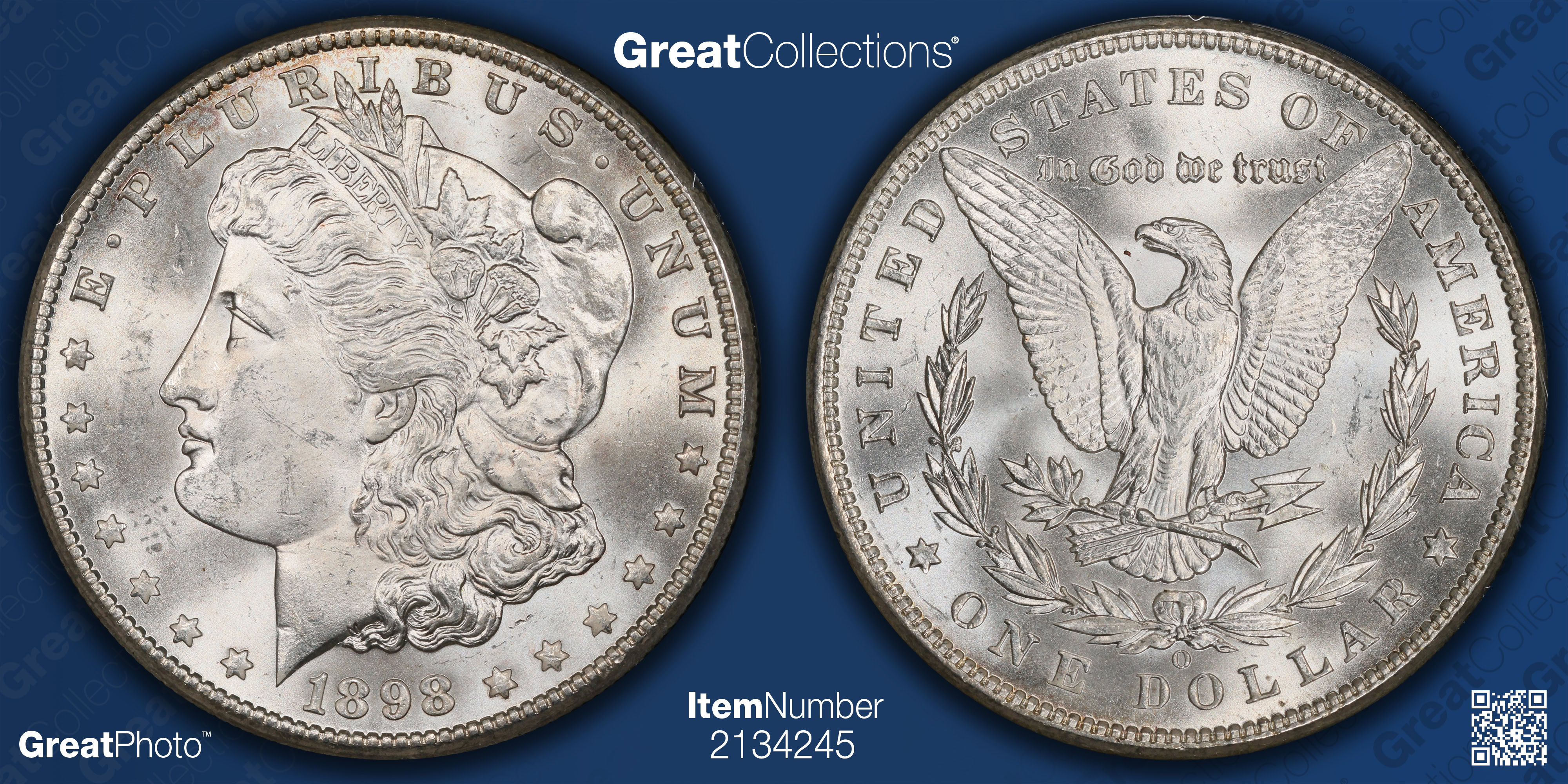 1898-O Morgan Silver Dollar PCGS MS-64 (CAC Green) OGH (1st Gen