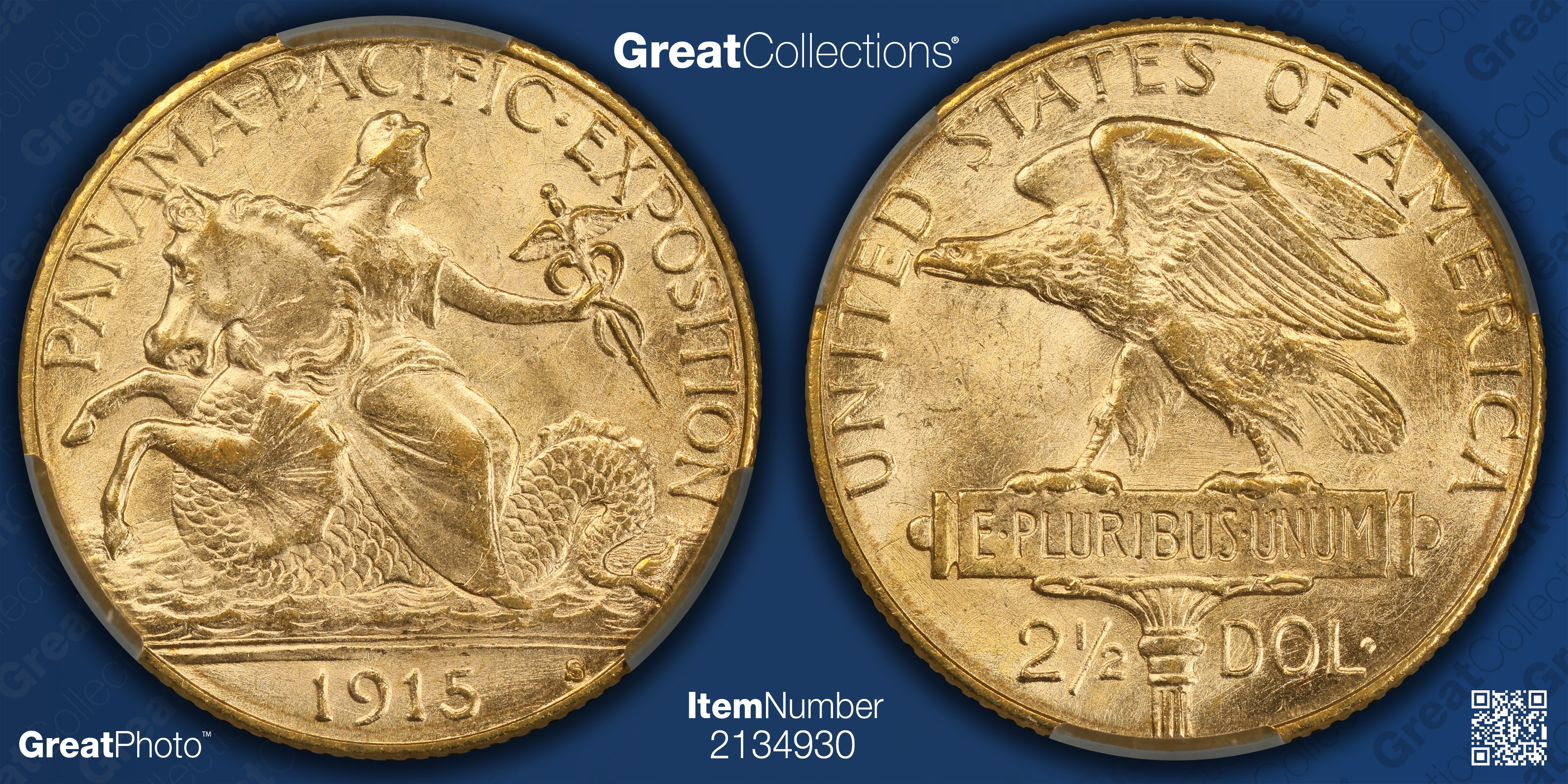 1915-S Panama-Pacific Exposition Quarter Eagle CACG MS-64 (Item