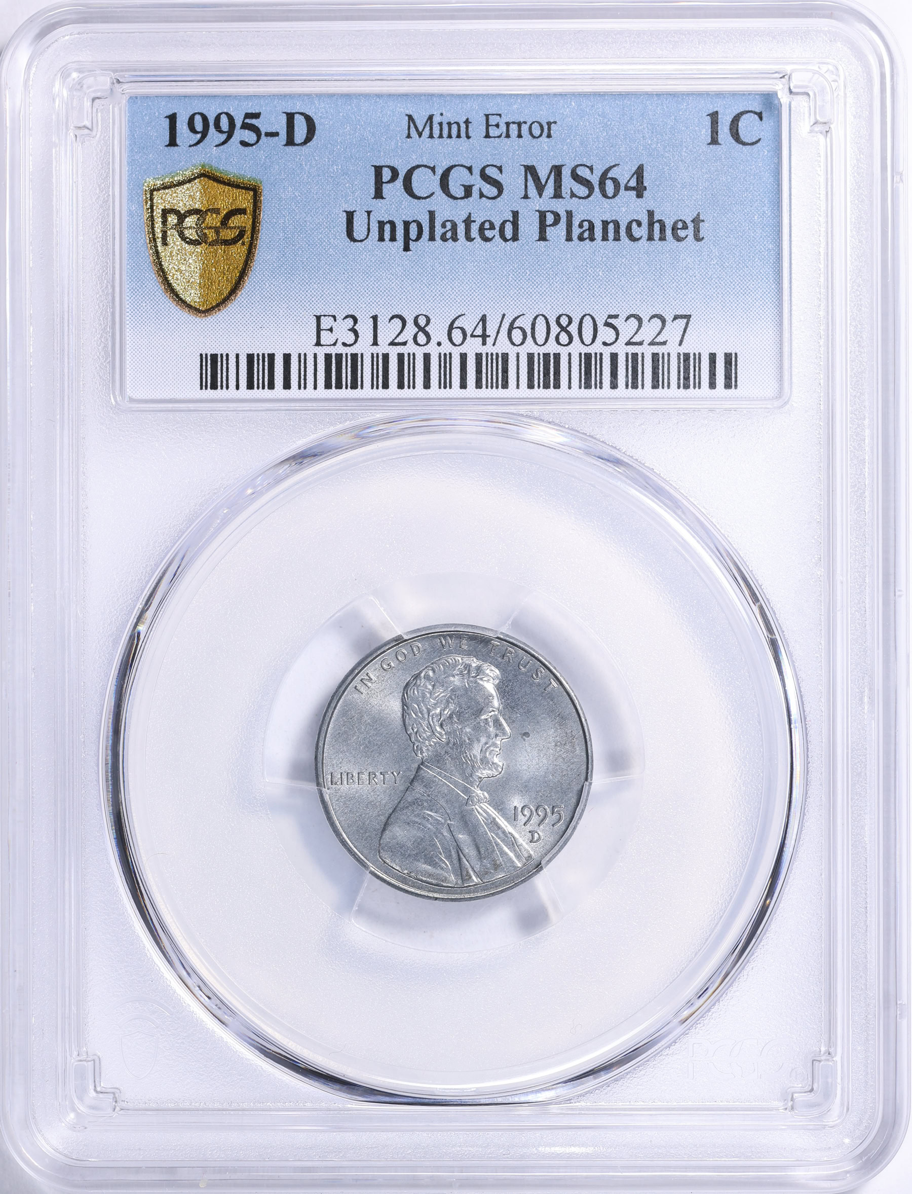 Mint Error 1995-D Lincoln Cent Unplated Planchet PCGS MS-64 | PCGS