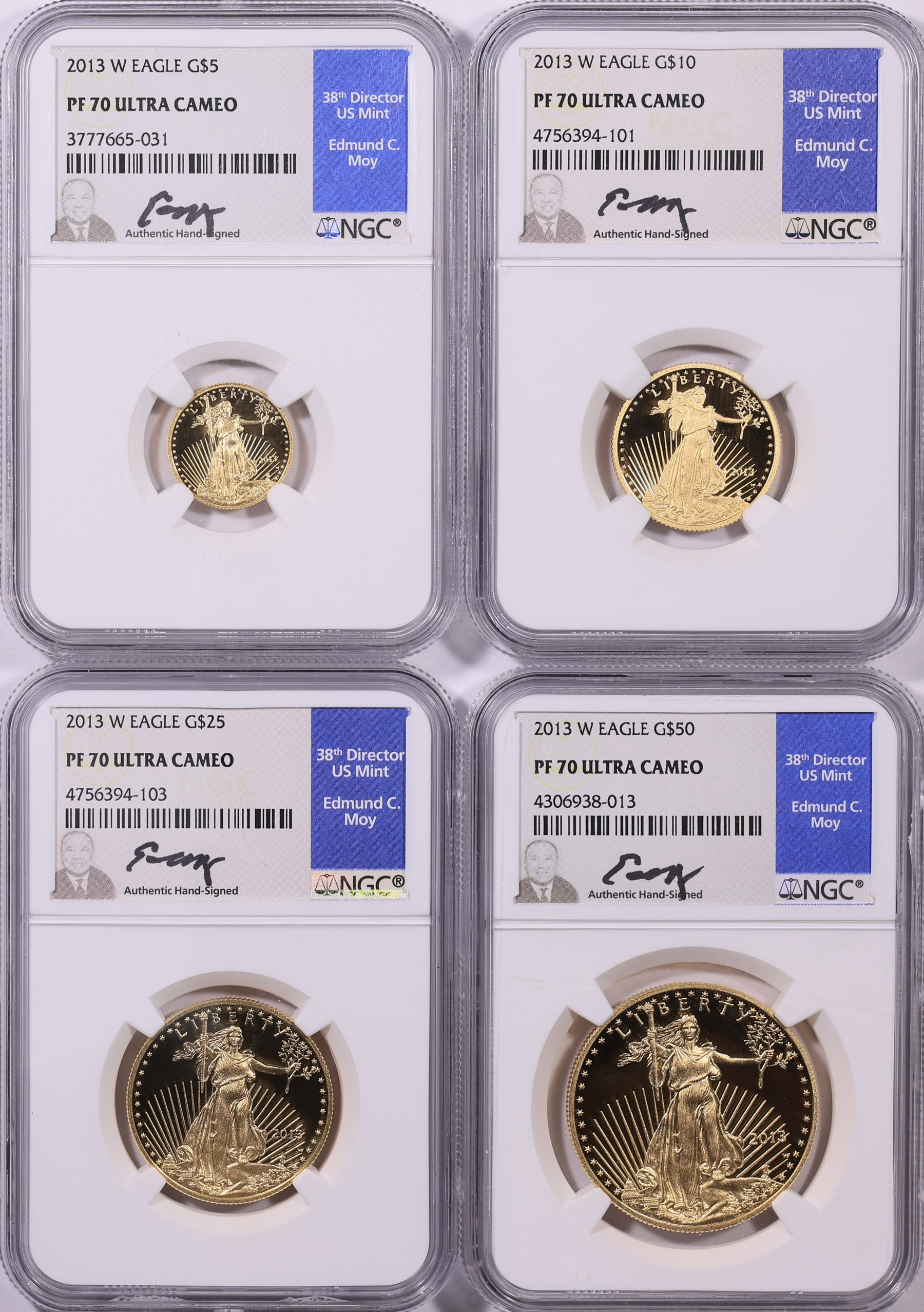 2013-W $5, $10, $25 and $50 Gold American Eagle Set NGC Proof-70