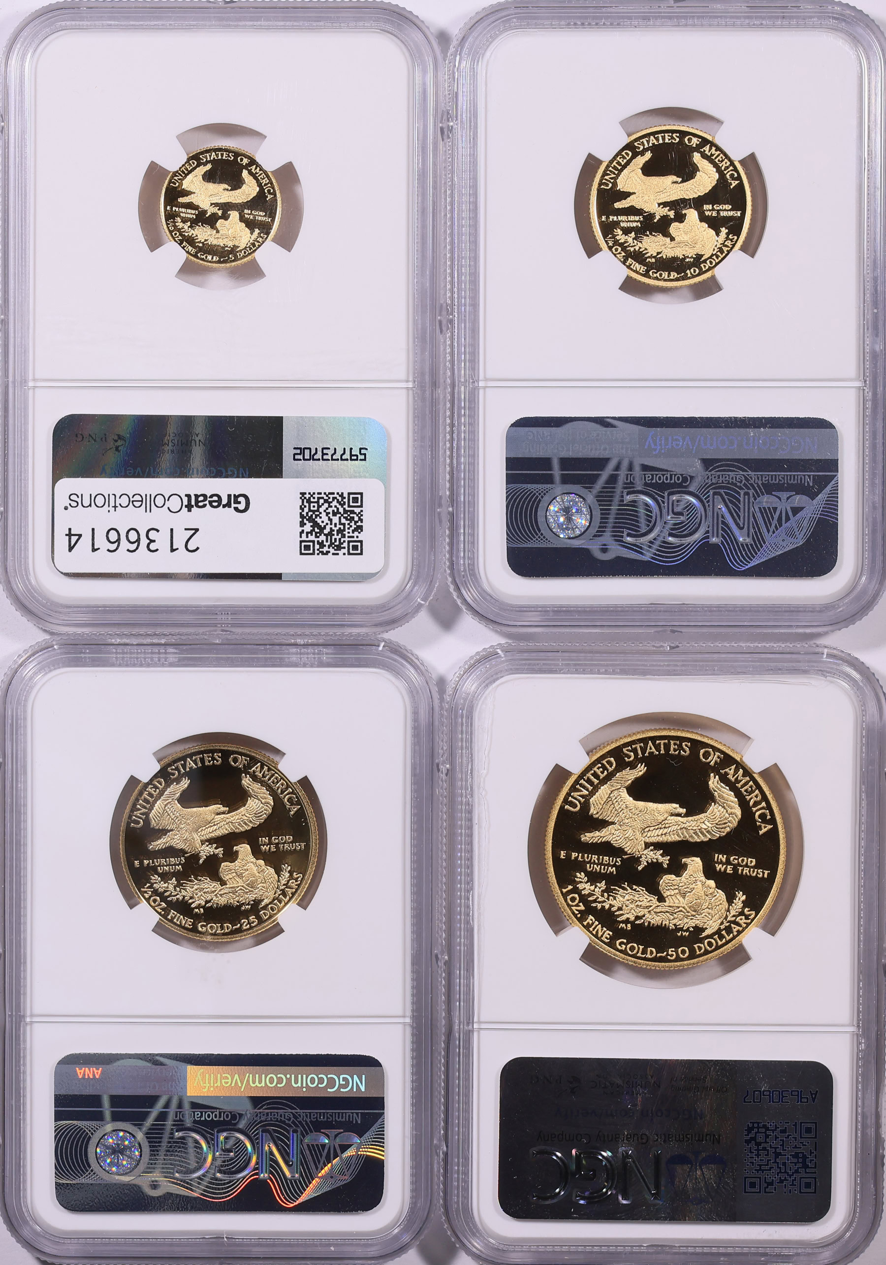 2013-W $5, $10, $25 and $50 Gold American Eagle Set NGC Proof-70