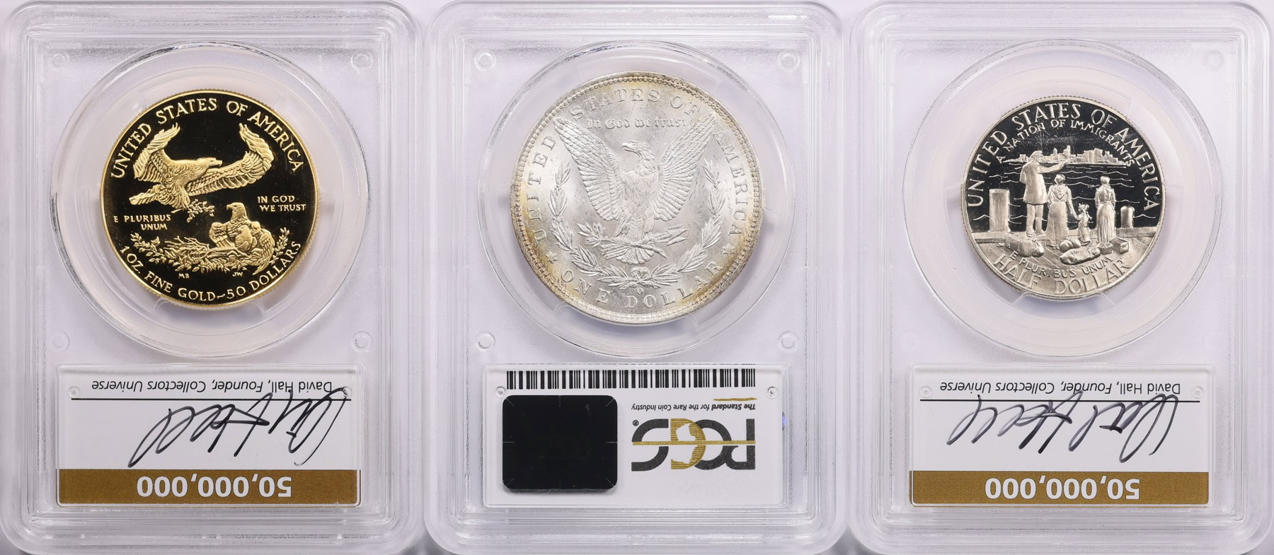1888-O Morgan Silver Dollar PCGS MS-66+ (CAC Green), 1986 $50 One