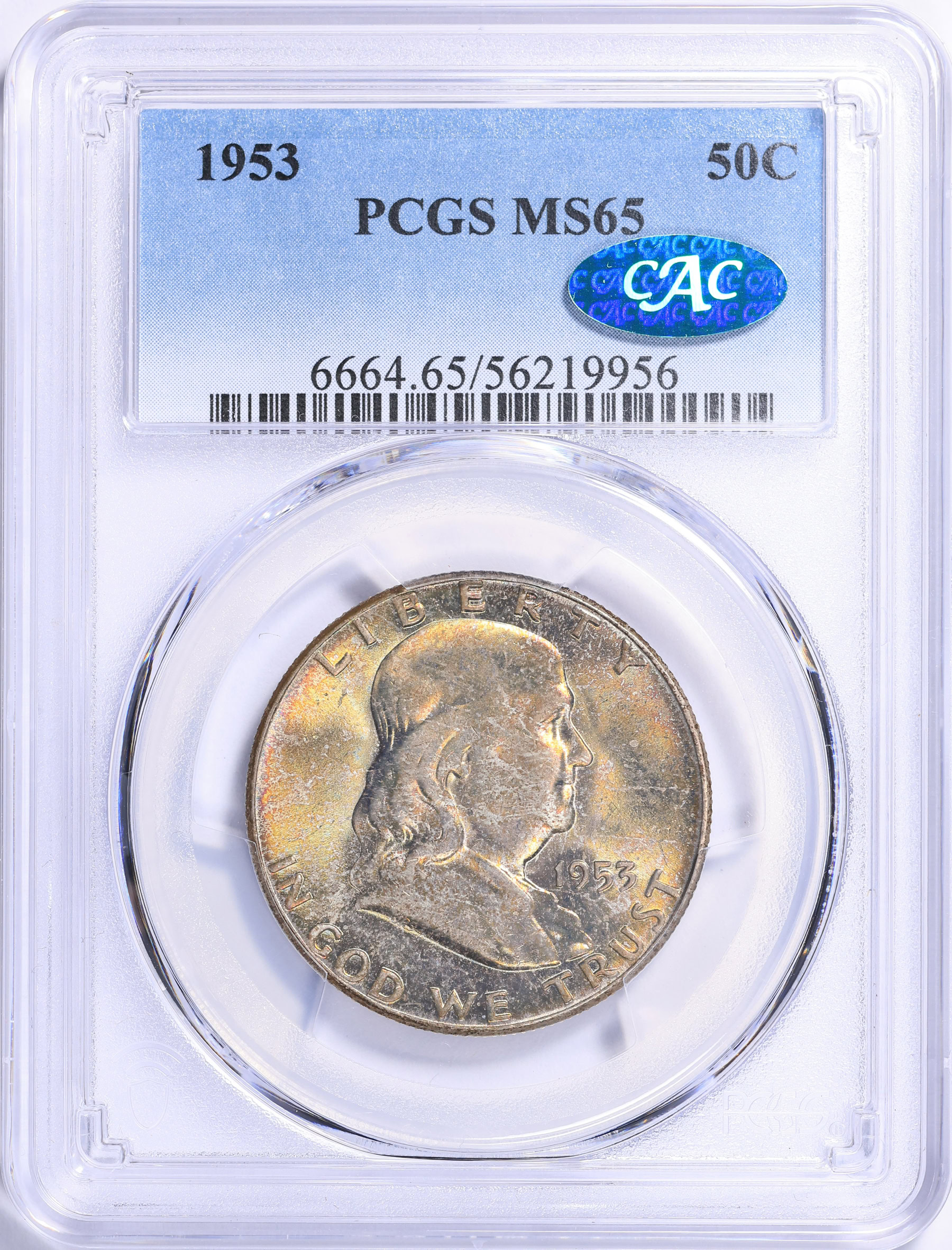 1953 Franklin Half Dollar PCGS MS-65 (CAC Green) (Toned) (Item 2138529 ...
