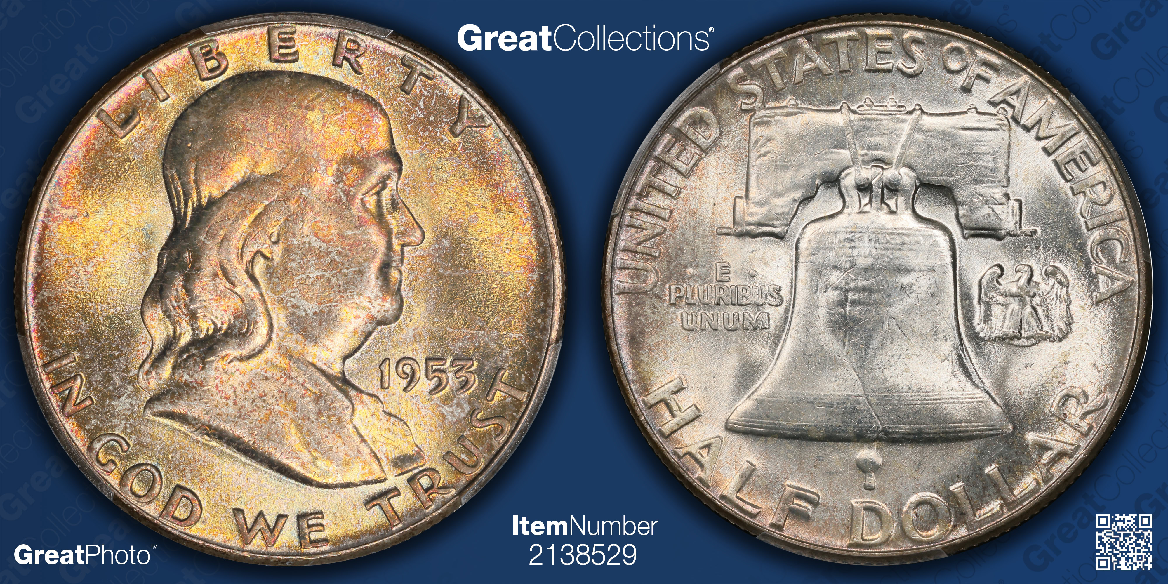 1953 Franklin Half Dollar PCGS MS-65 (CAC Green) (Toned) (Item 2138529 ...