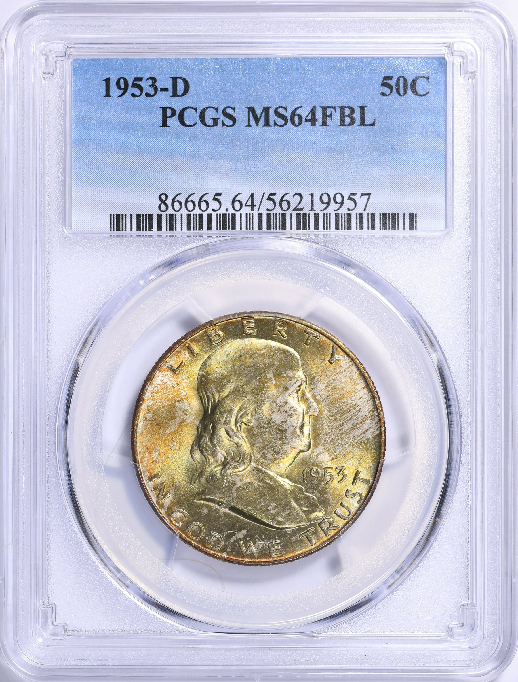 1953-D Franklin Half Dollar PCGS MS-64 FBL (Toned) (Item 2138530 ...