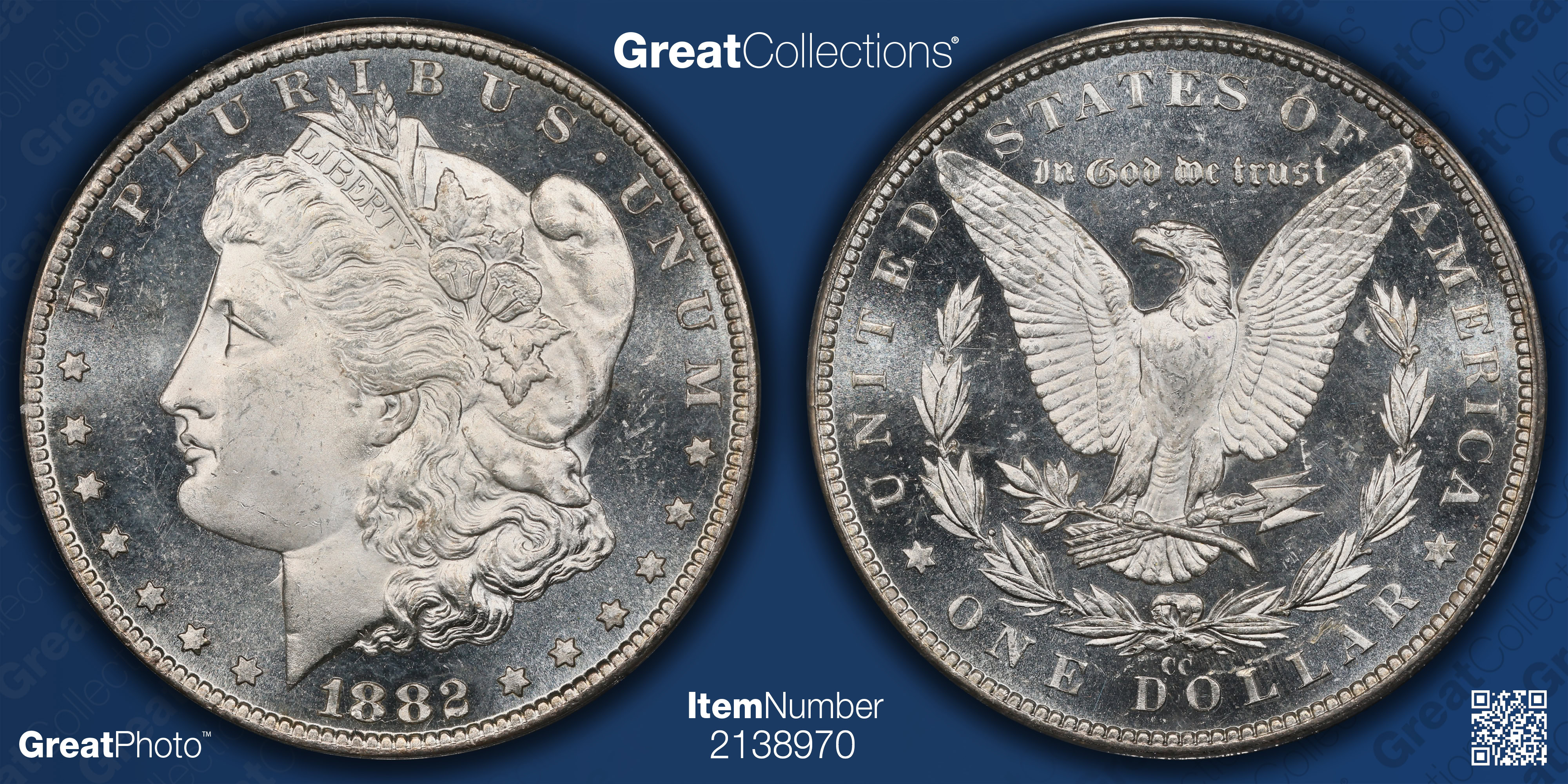 1882-CC Morgan Silver Dollar PCGS MS-65 DMPL OGH (Item 2138970