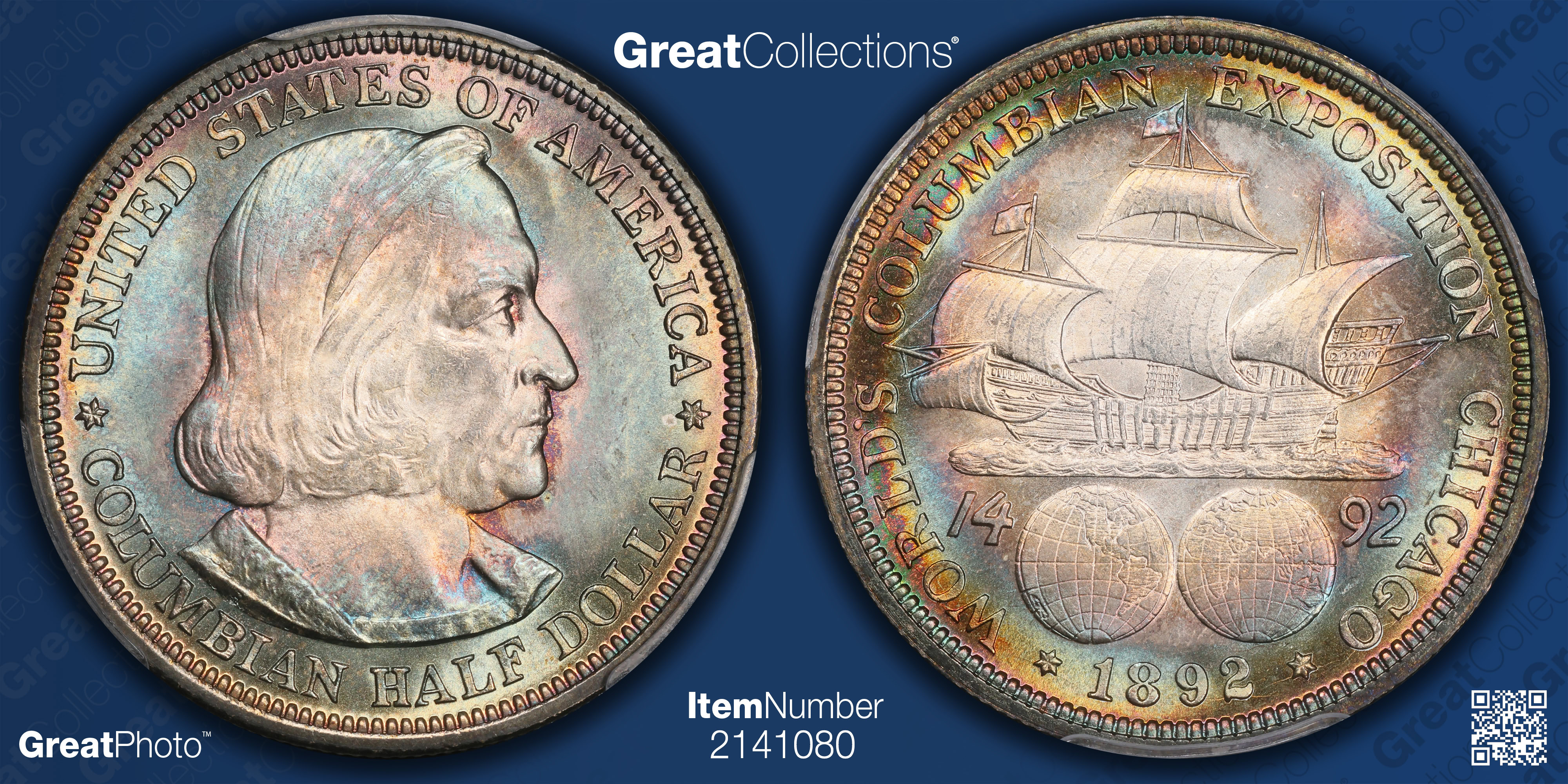 1892 World Columbian Exposition Half Dollar PCGS MS-67+ (CAC Green
