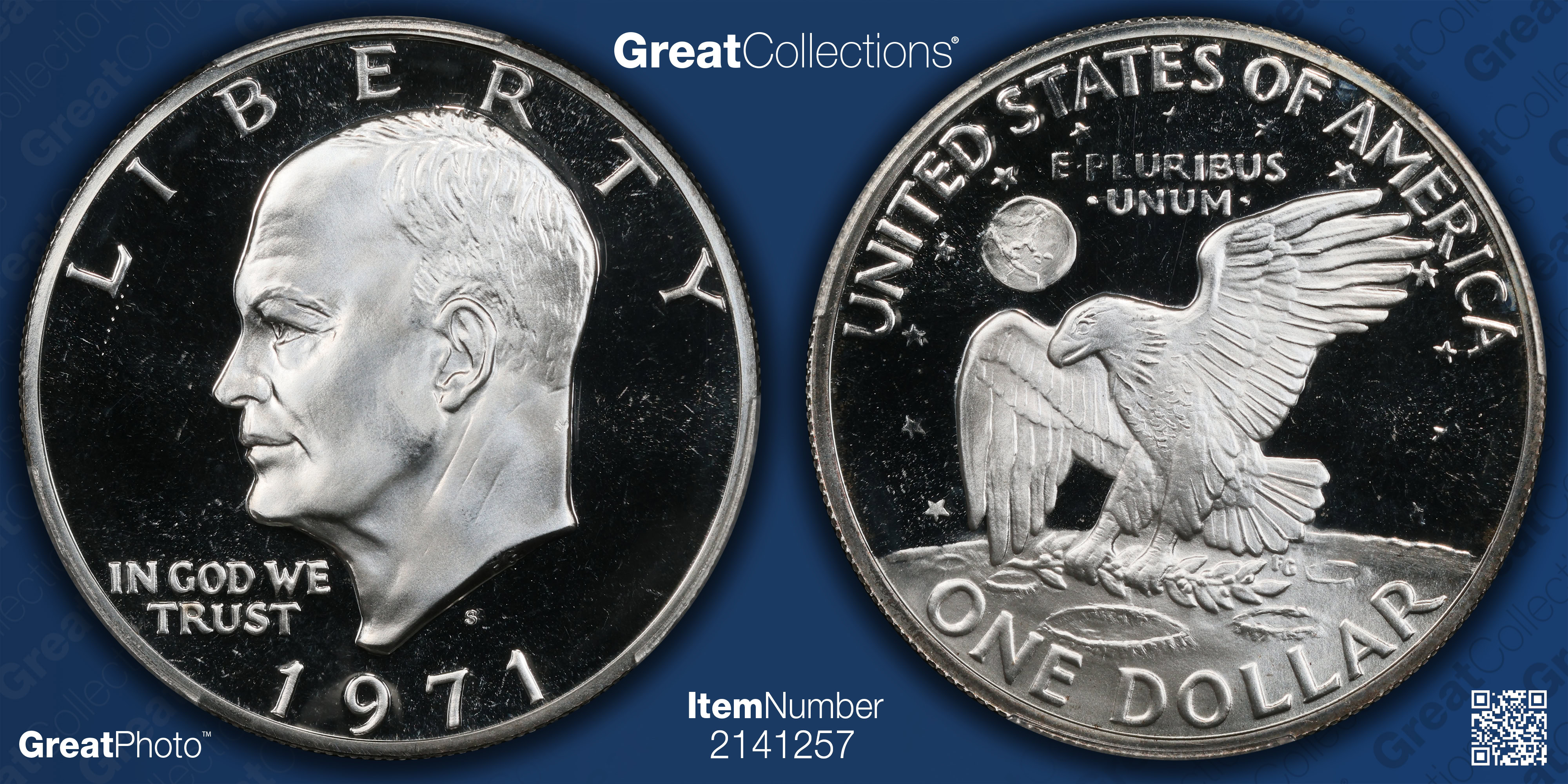 1971-S Eisenhower Dollar Type 1 Reverse Silver PCGS Proof-68 DCAM