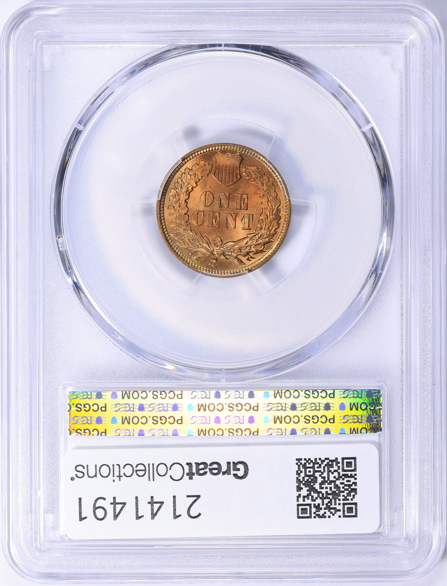 1898年 インディアンヘッドセント PCGS認定 レインボートーン 1898 Indian Cent PCGS MS-66 RD (Item 2141491) | GreatCollections