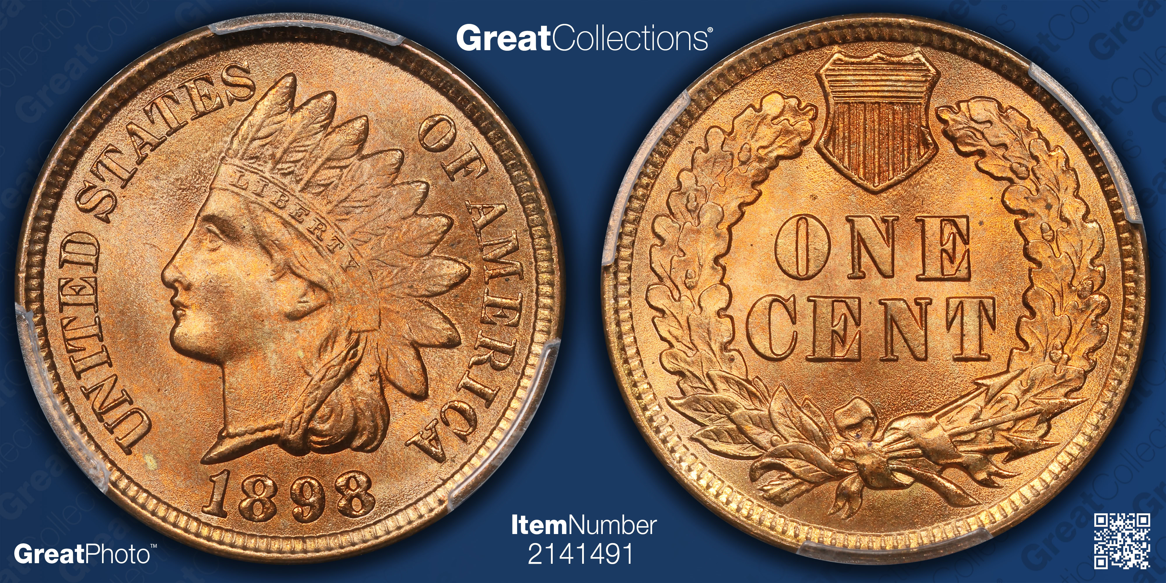 1898 Indian Cent PCGS MS-66 RD (Item 2141491) | GreatCollections
