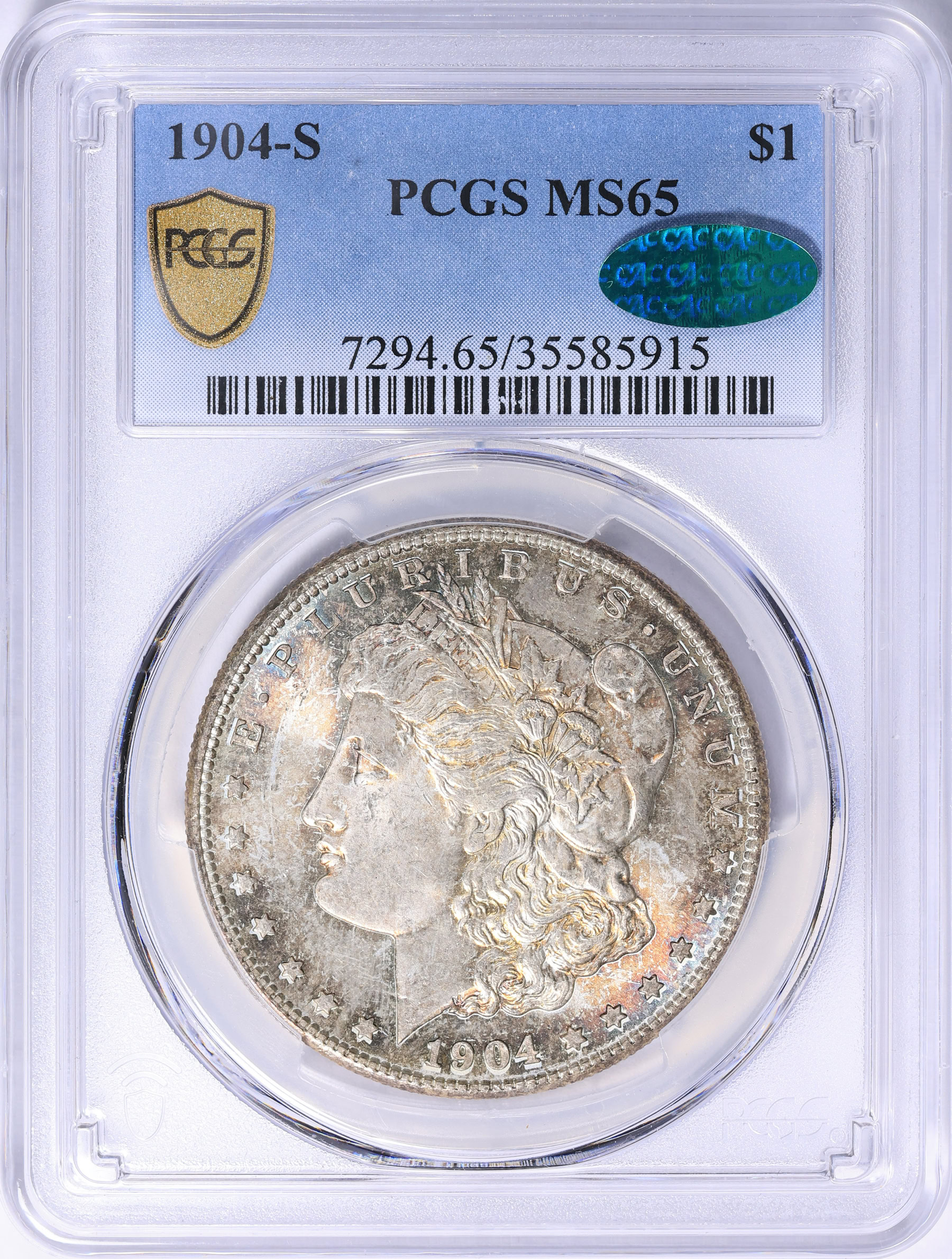 1904-S Morgan Silver Dollar PCGS MS-65 (CAC Green) (Toned) (Item