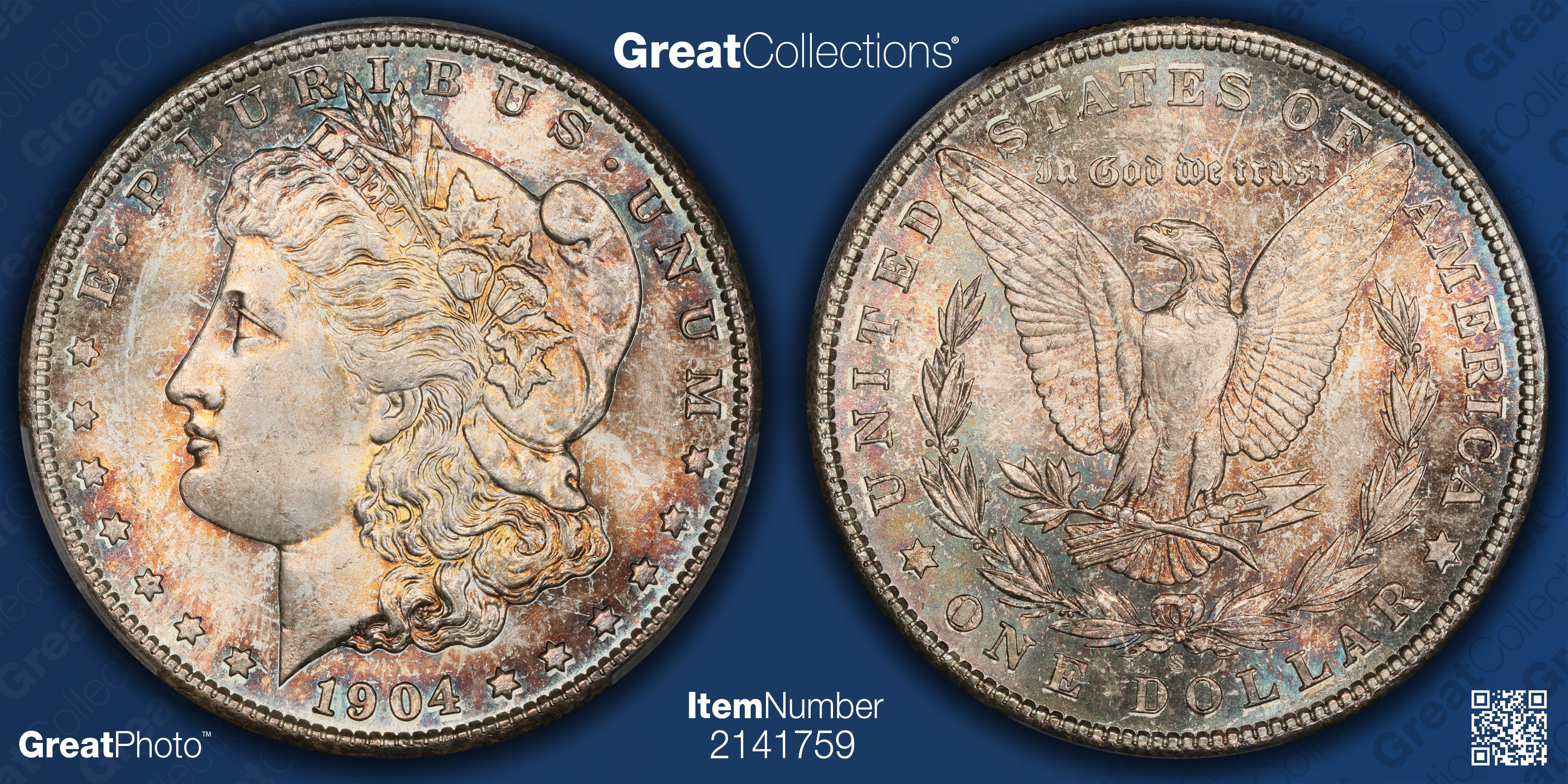 1904-S Morgan Silver Dollar PCGS MS-65 (CAC Green) (Toned) (Item