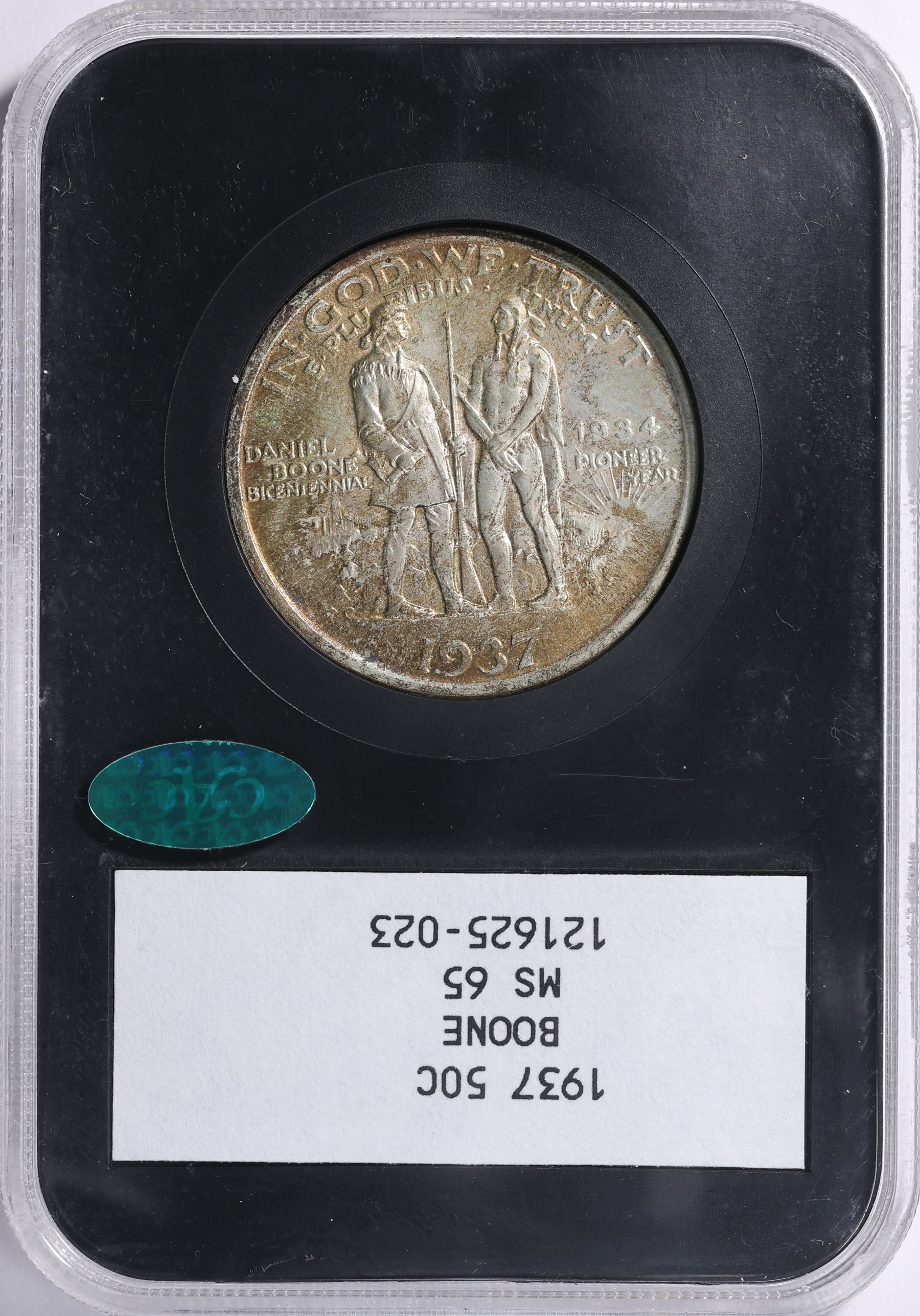 1937-S Daniel Boone Bicentennial Half Dollar NGC MS-65 (CAC Green