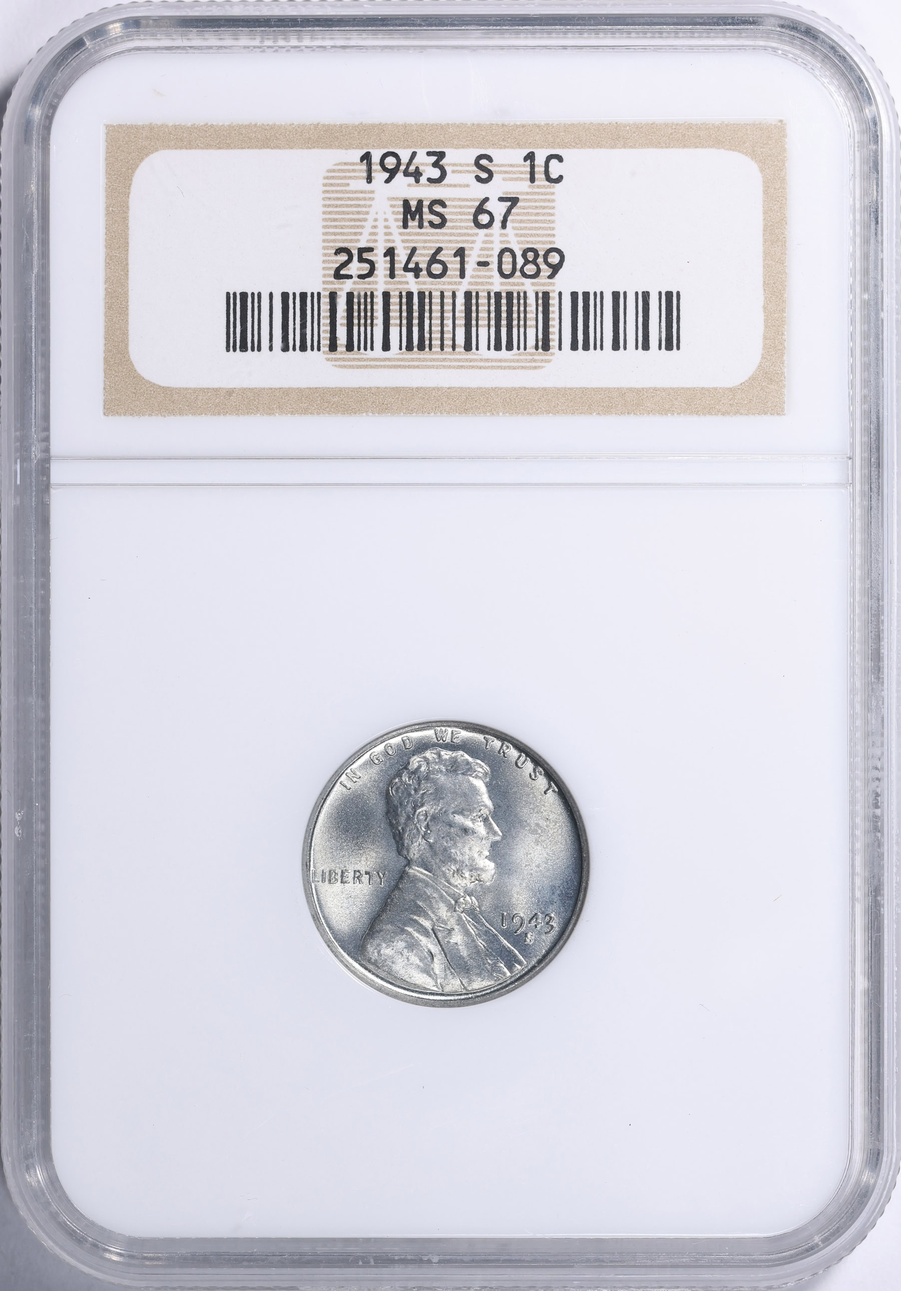 1943-S Lincoln Cent NGC MS-67 (Item 2143123) | GreatCollections