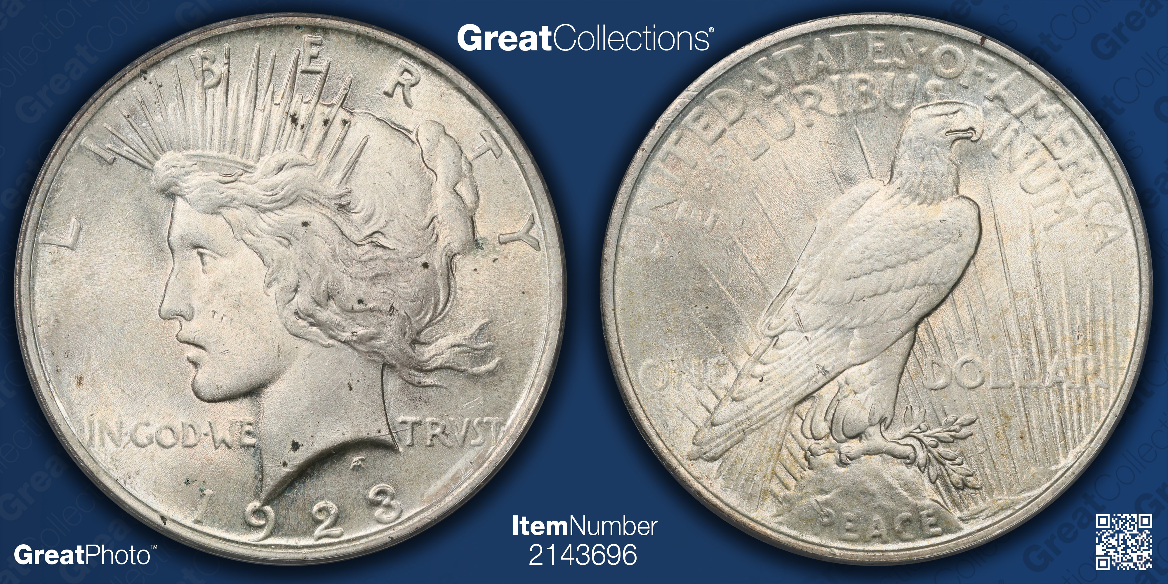 1923 Peace Silver Dollar Extra Hair VAM-1AB PCGS MS-64 (Item