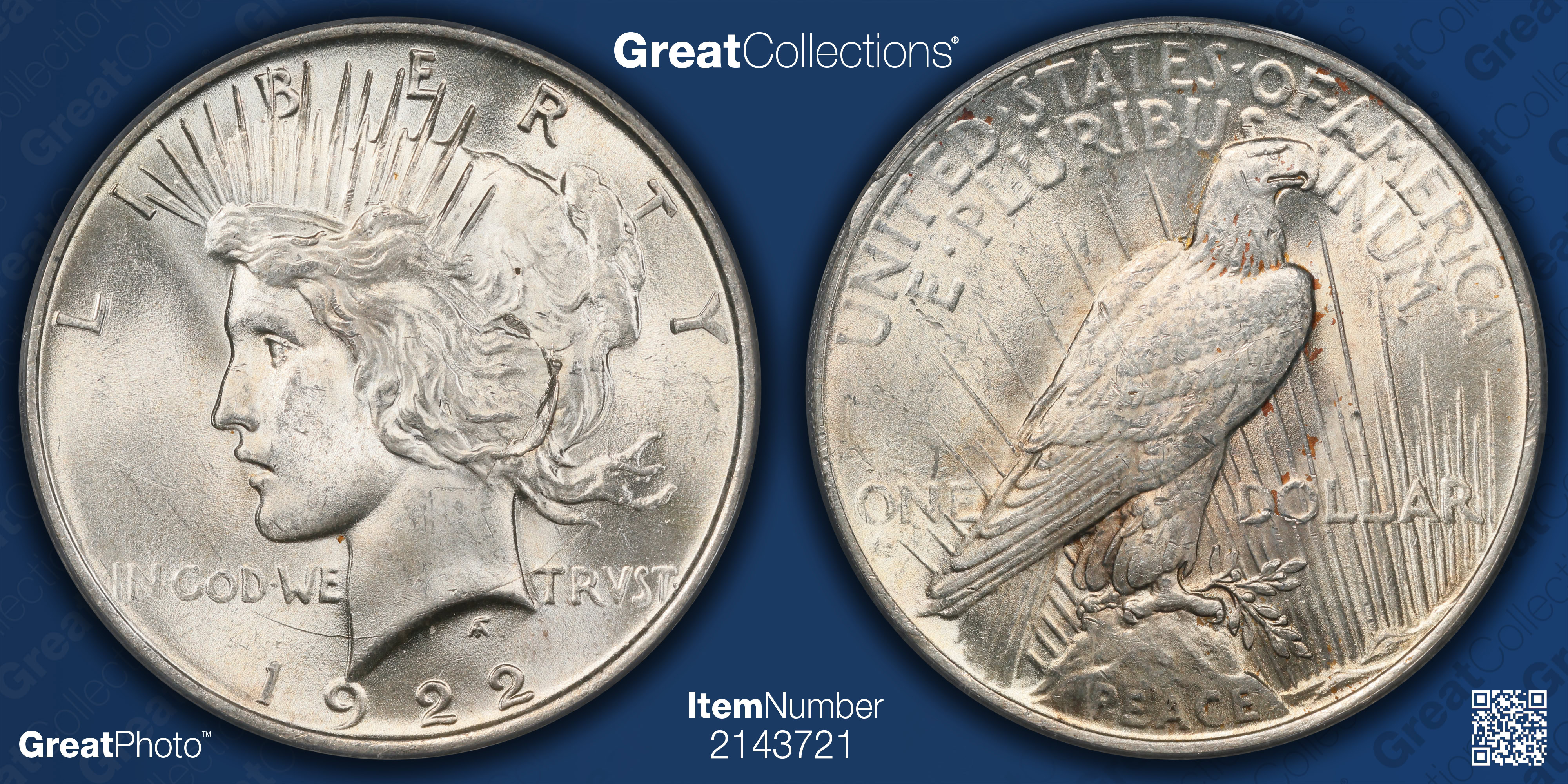 1922 Peace Silver Dollar Extra Hair VAM-2C *Top 50* PCGS MS-64