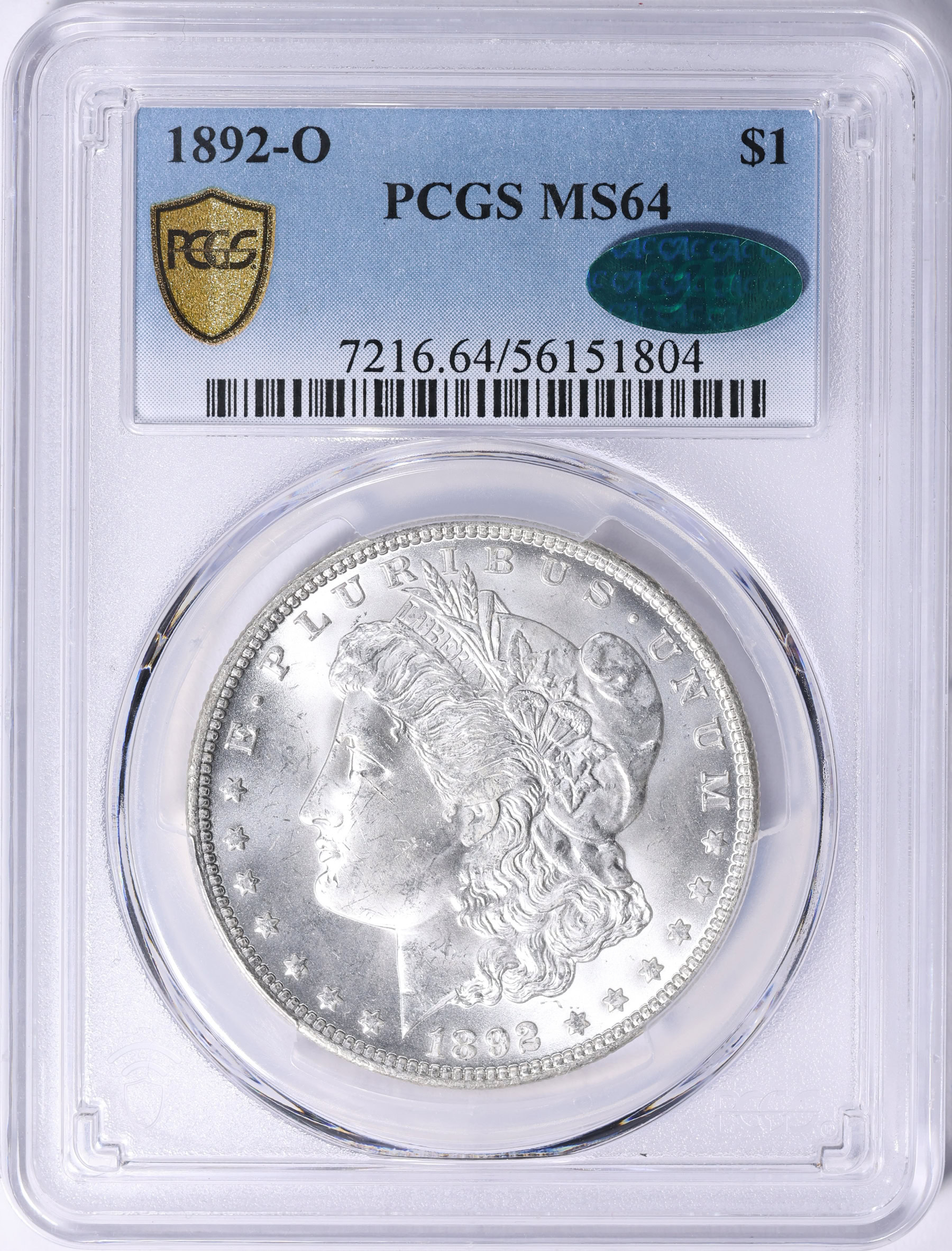 1892-O Morgan Silver Dollar PCGS MS-64 (CAC Green) (Item 2143853 ...