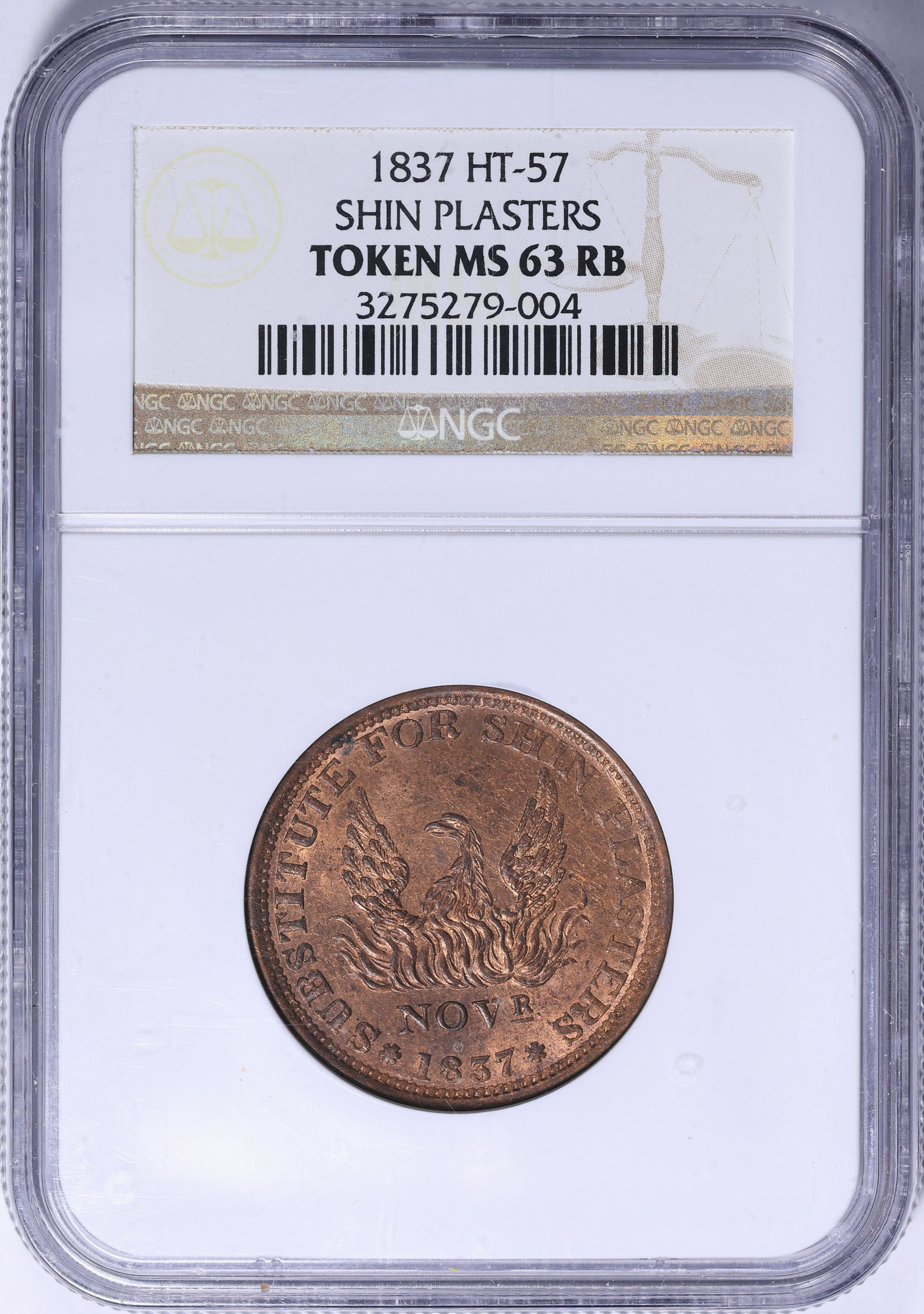 1837 Substitute For Shin Plasters - Not One Cent HT-57 Hard Times Token ...