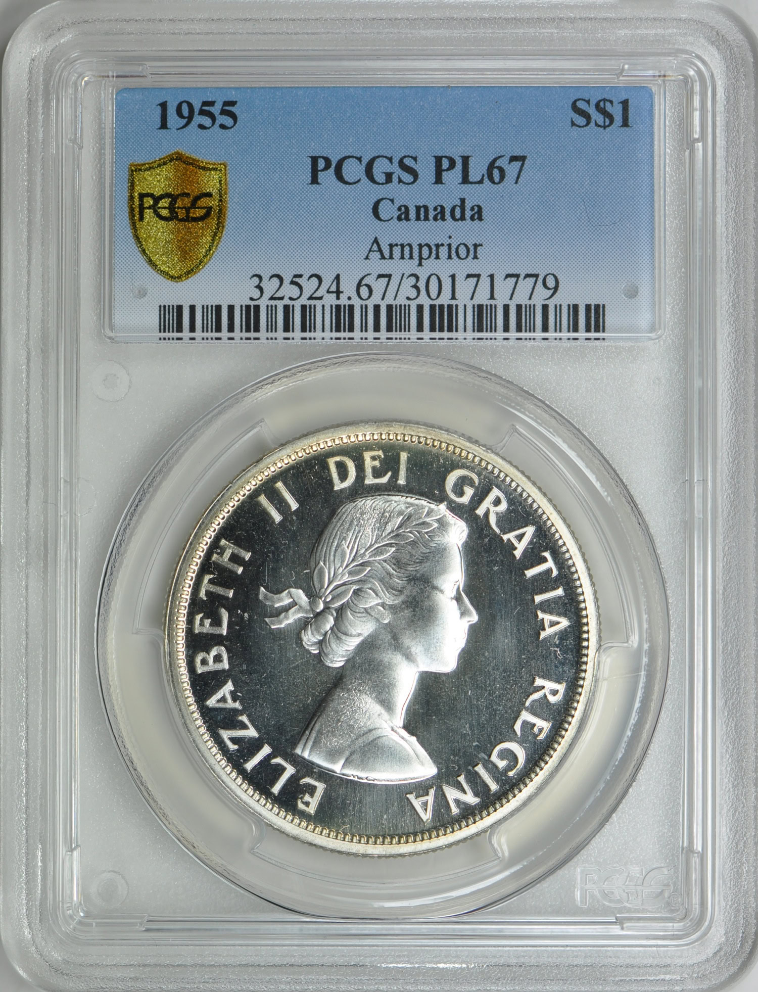 Canada 1955 S$1 Silver Dollar Arnprior PCGS PL-67 (Item 214570