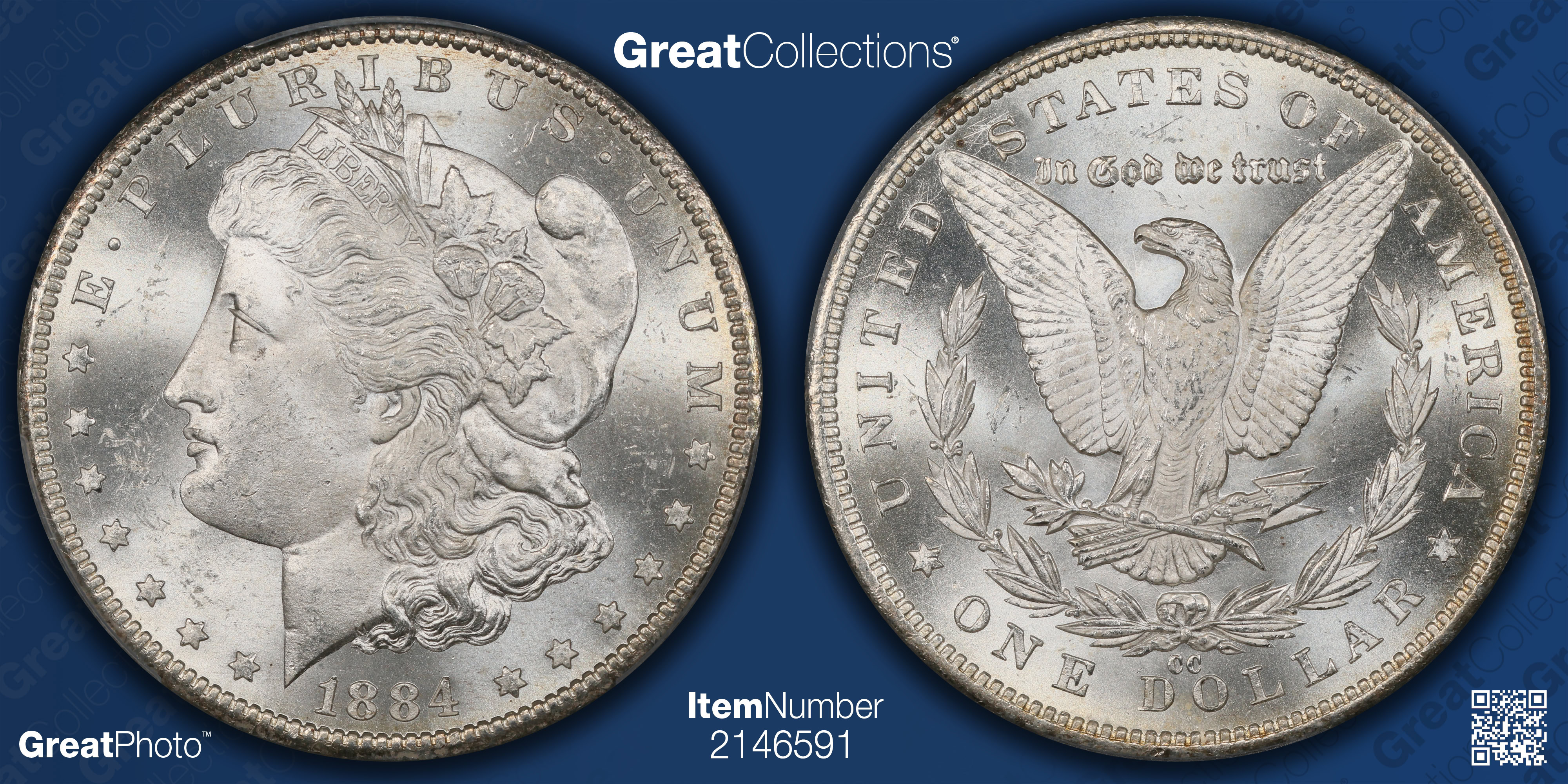 1884-CC Morgan Silver Dollar PCGS MS-63+ (Item 2146591