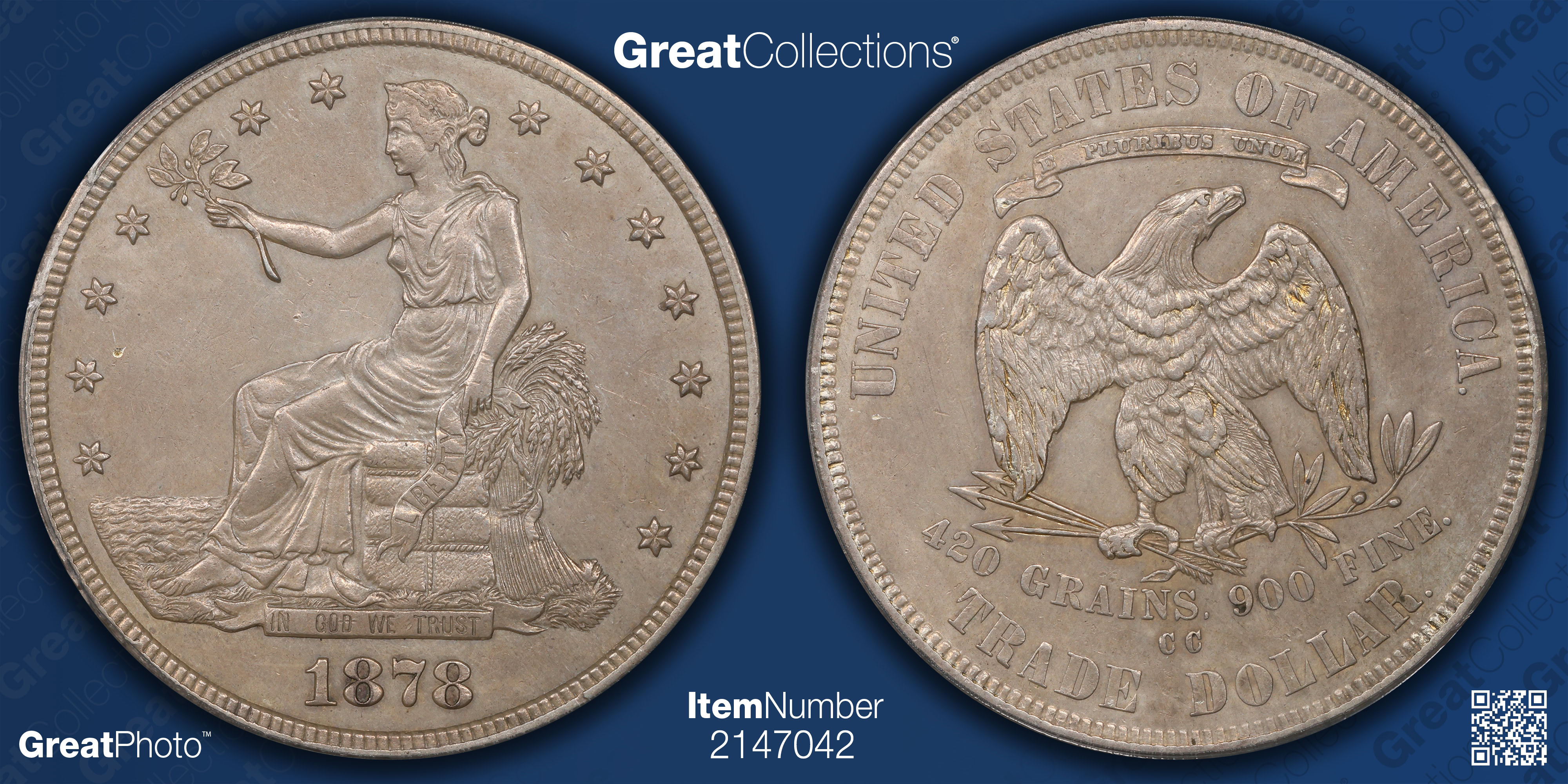 1878-CC Trade Silver Dollar PCGS AU-55 OGH (Item 2147042