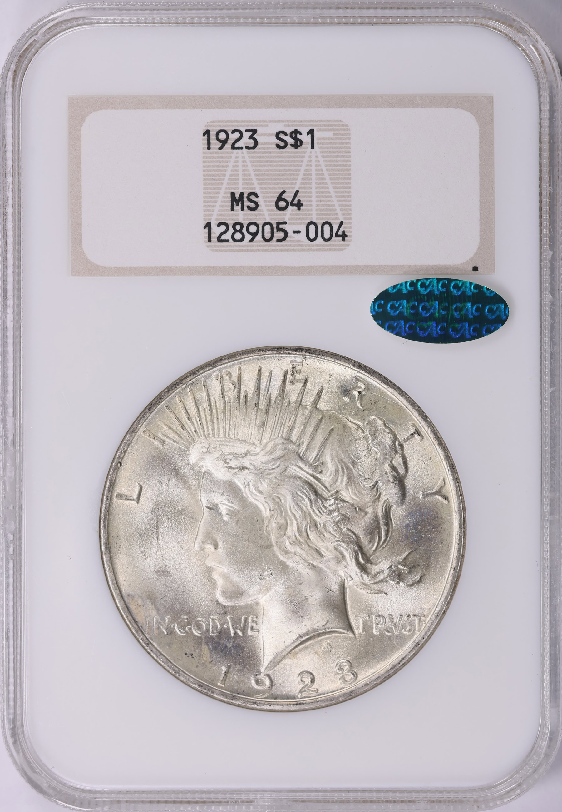 1923 Peace Silver Dollar NGC MS-64 (CAC Green) OH (Item 2147125