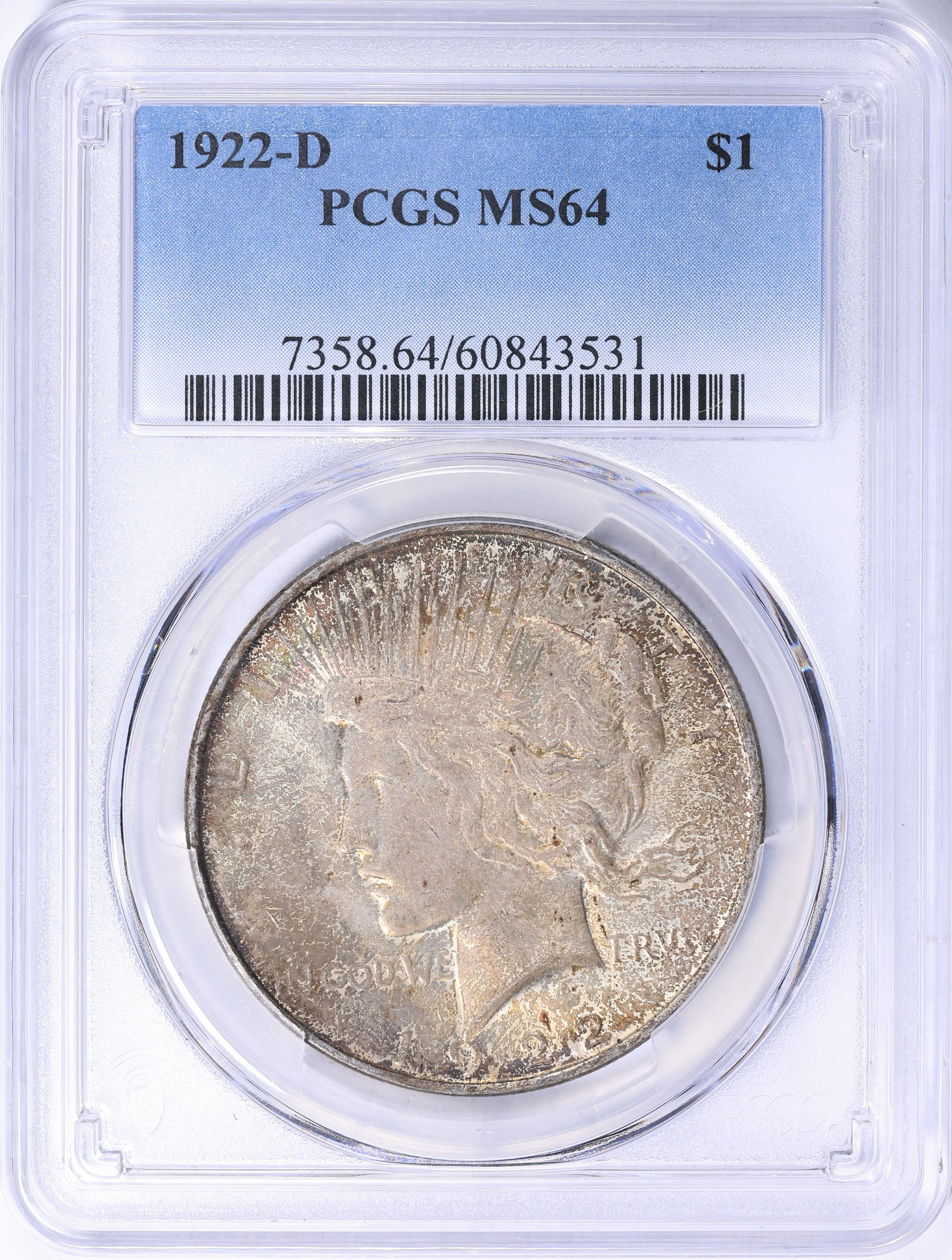 1922-D Peace Silver Dollar PCGS MS-64 (Toned) (Item 2148607