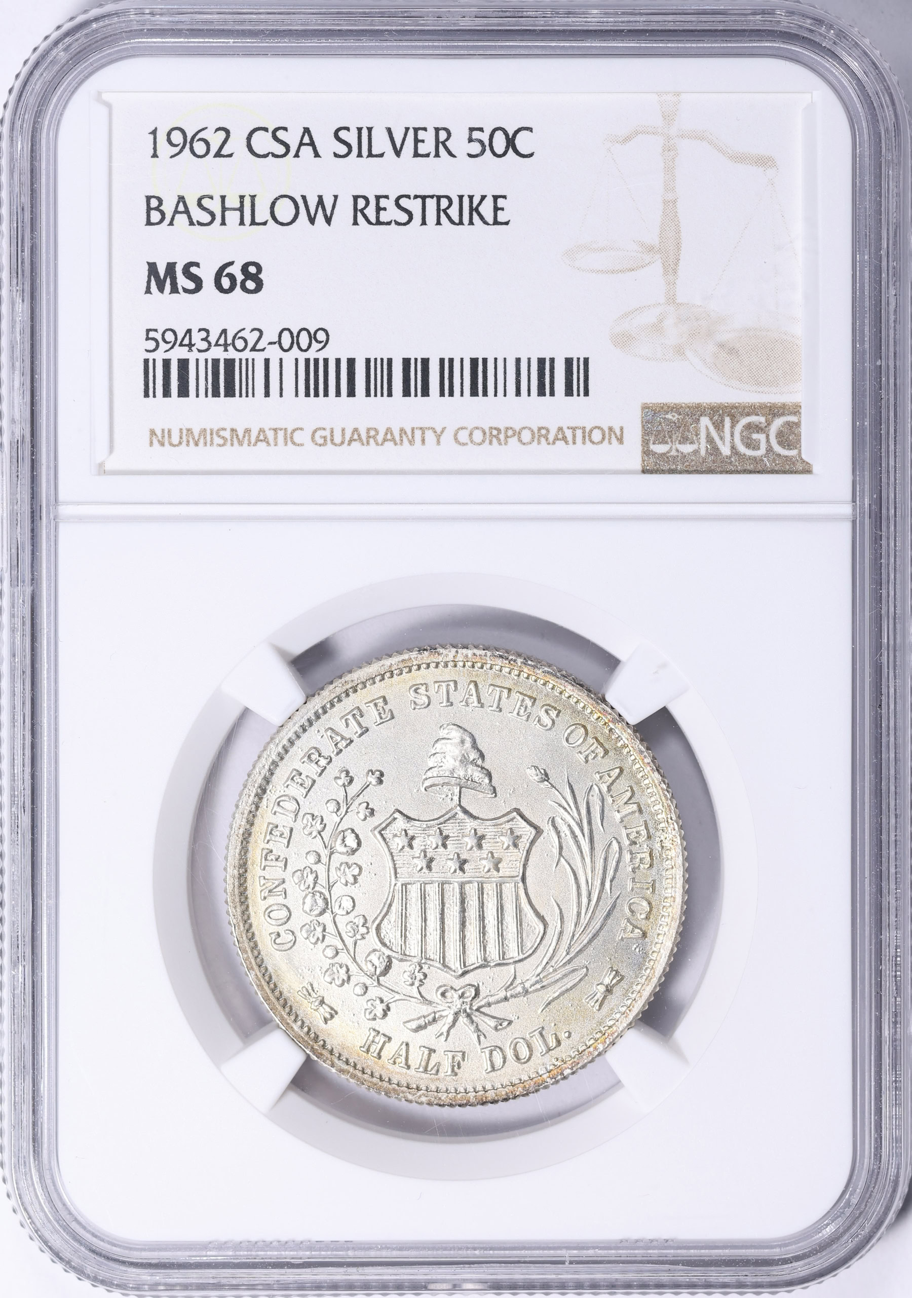 1962 Silver Confederate States of America Half Dollar Bashlow