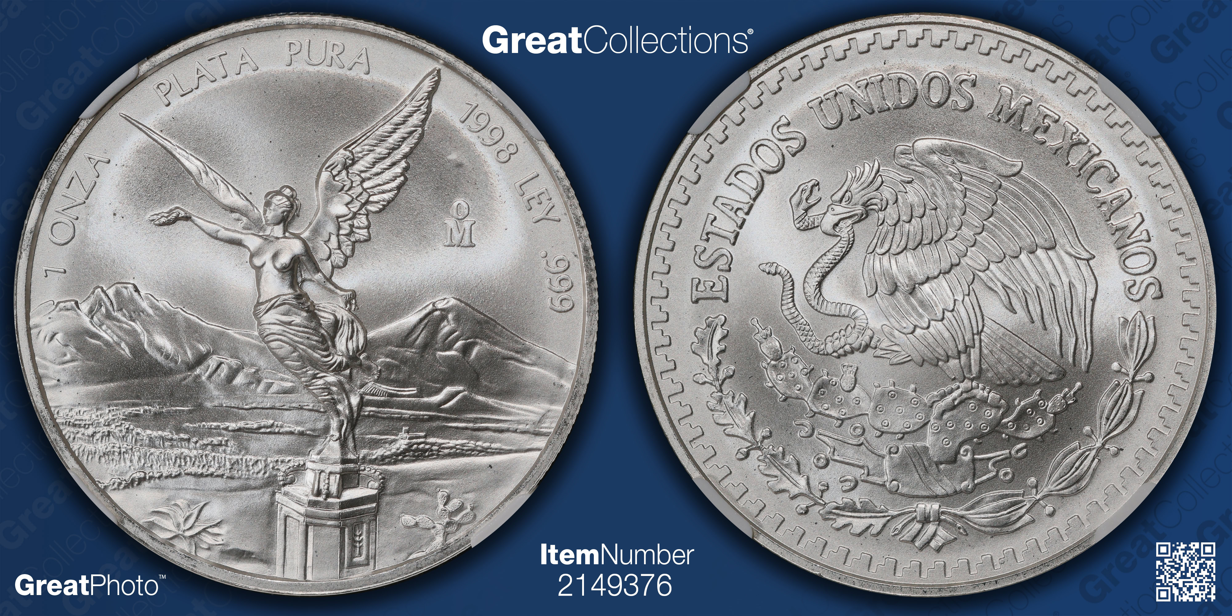 Mexico 1998-Mo Silver Onza Libertad KM-613 NGC MS-70 (Item 2149376