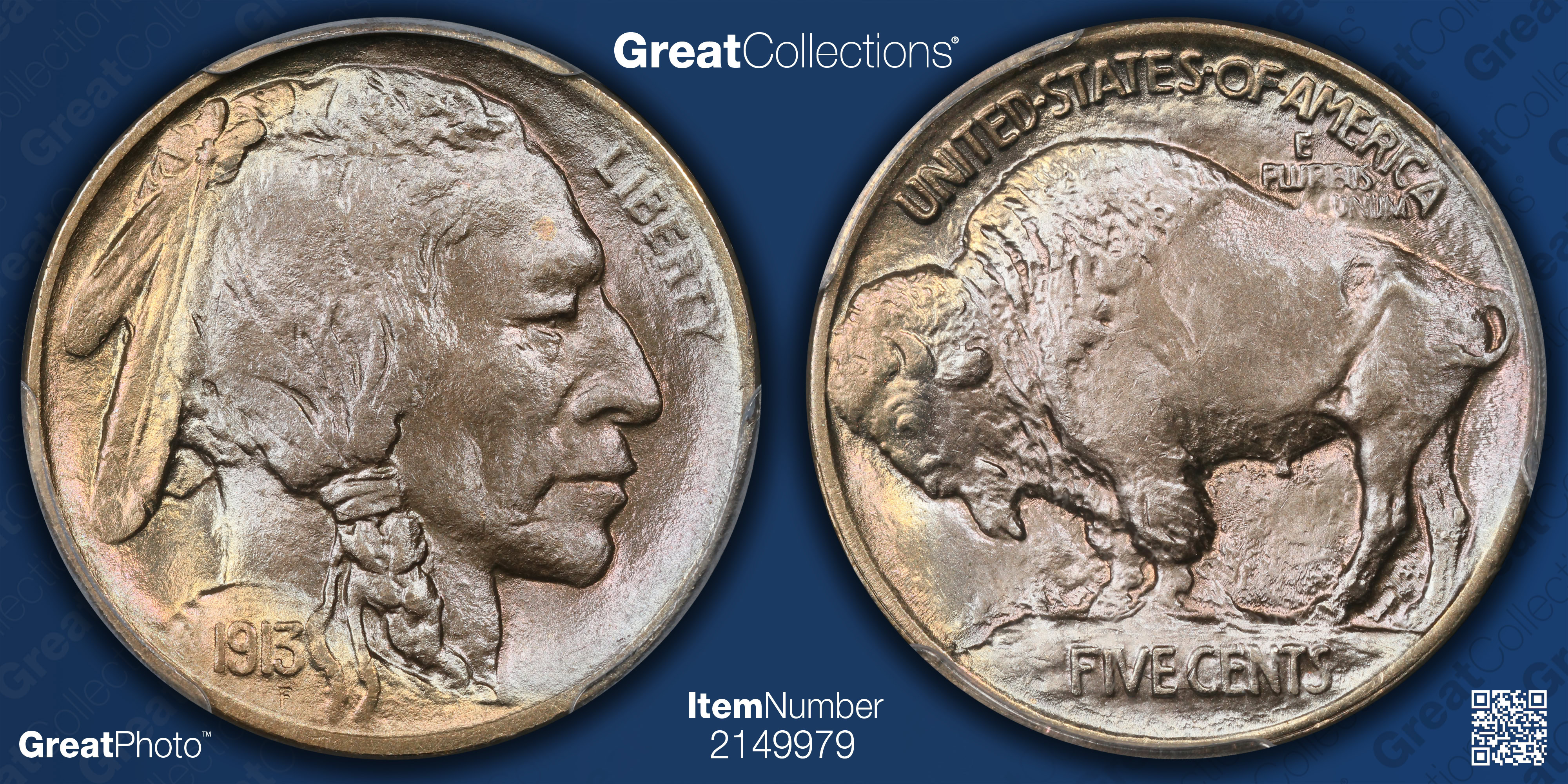 1913 Buffalo Nickel Type 1 PCGS MS-67+ (CAC Green) (Toned) (Item