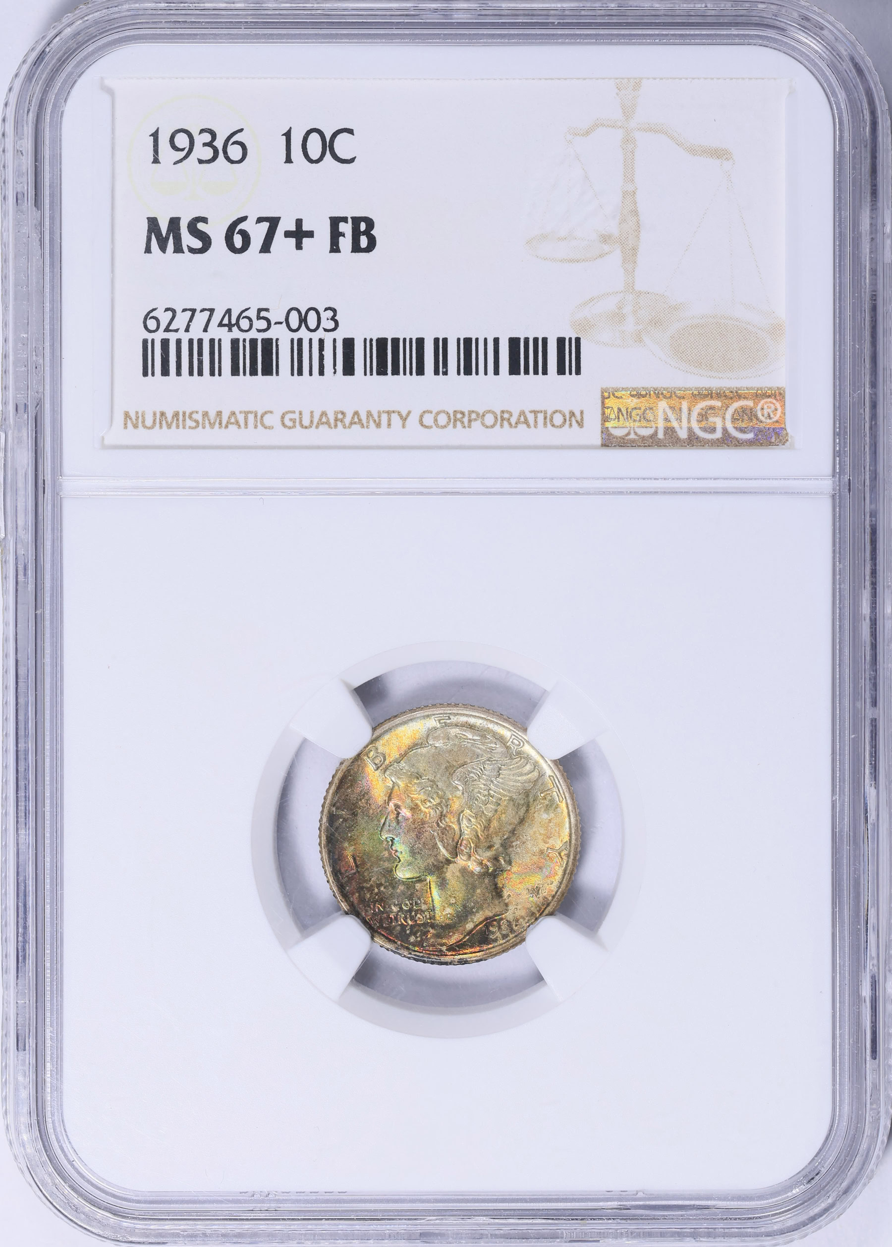1936 Mercury Dime NGC MS-67+ FB (Toned) (Item 2150749