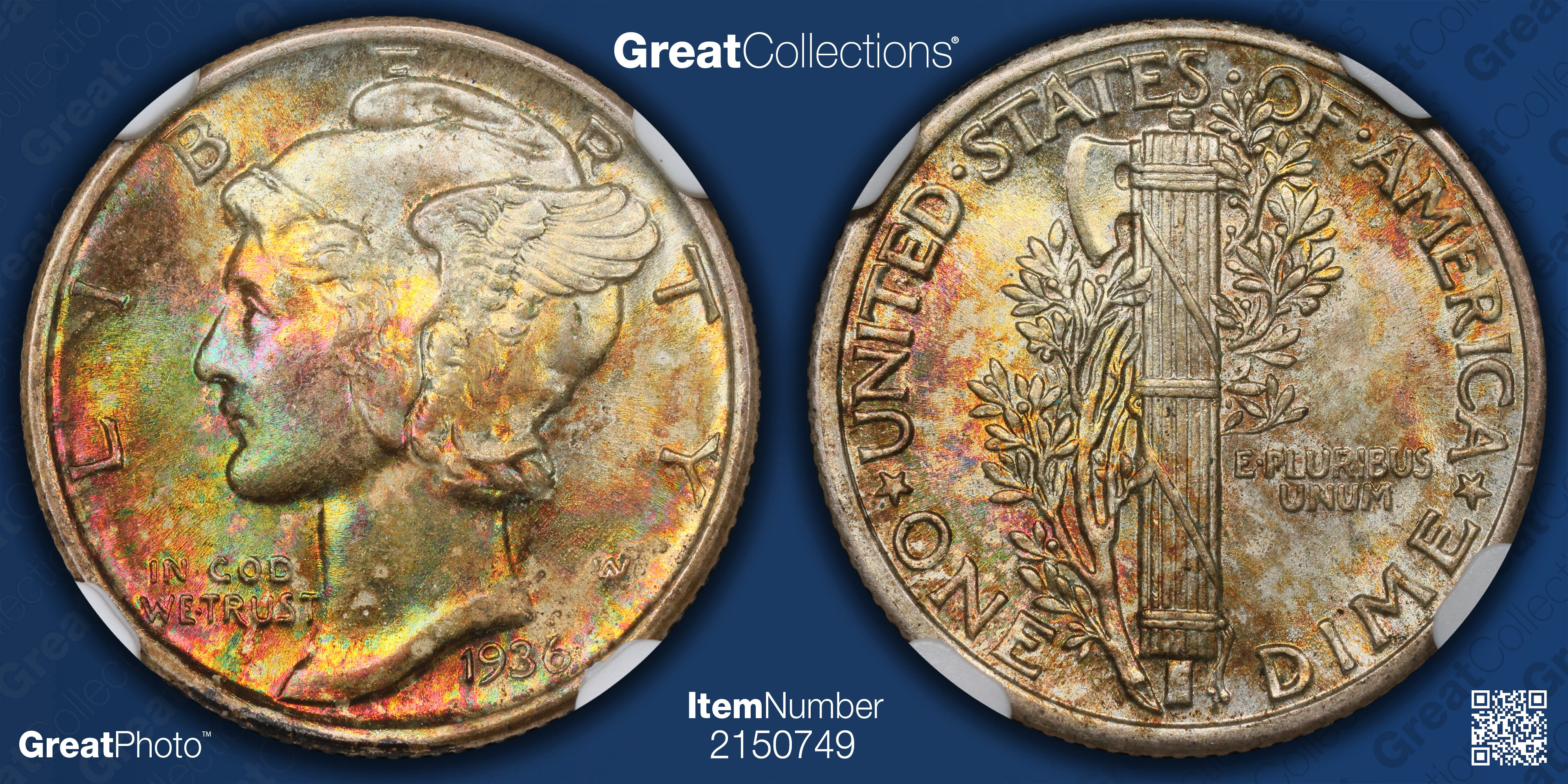 1936 Mercury Dime NGC MS-67+ FB (Toned) (Item 2150749