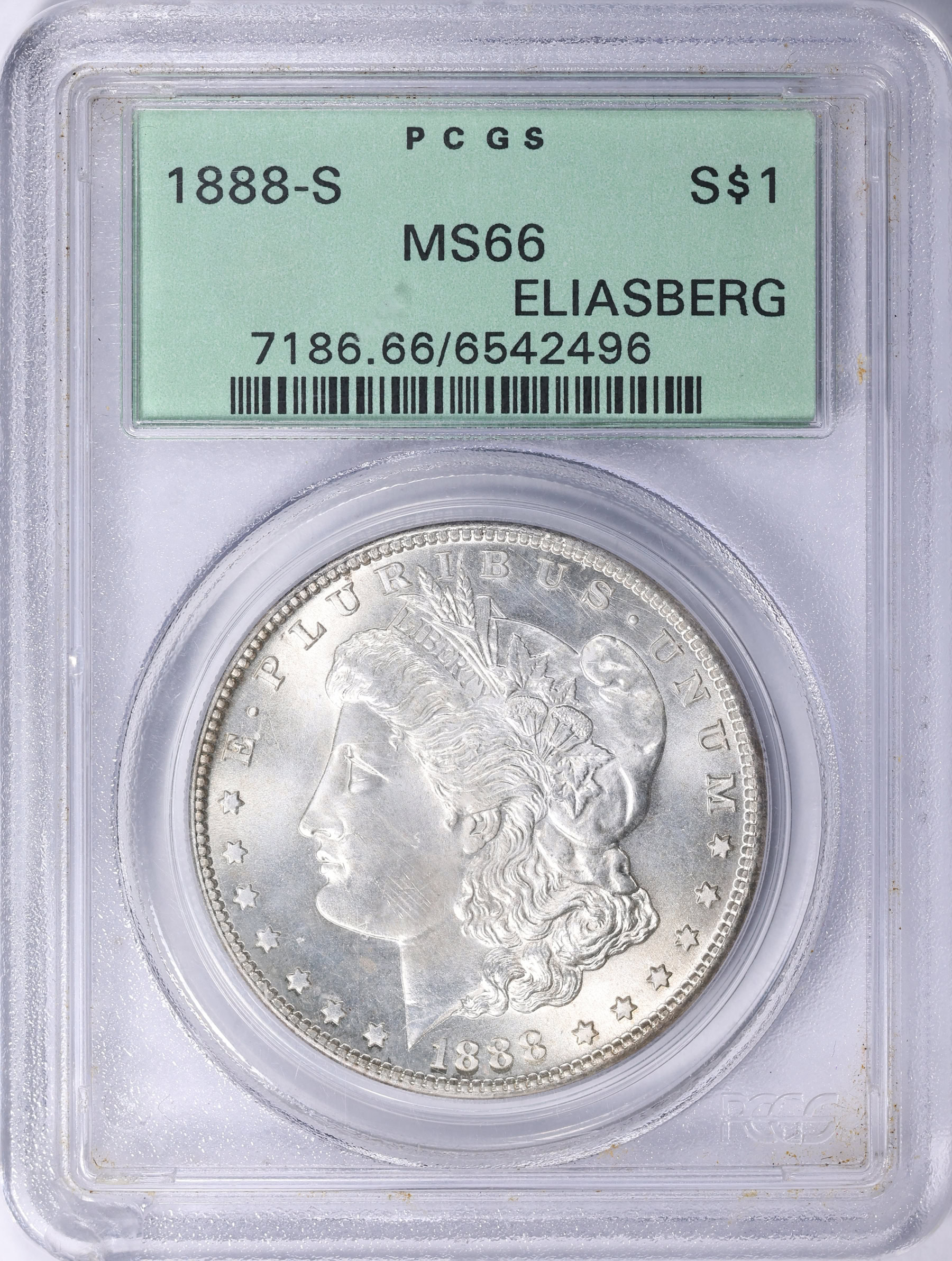 1888-S Morgan Silver Dollar PCGS MS-66 OGH (Eliasberg Collection