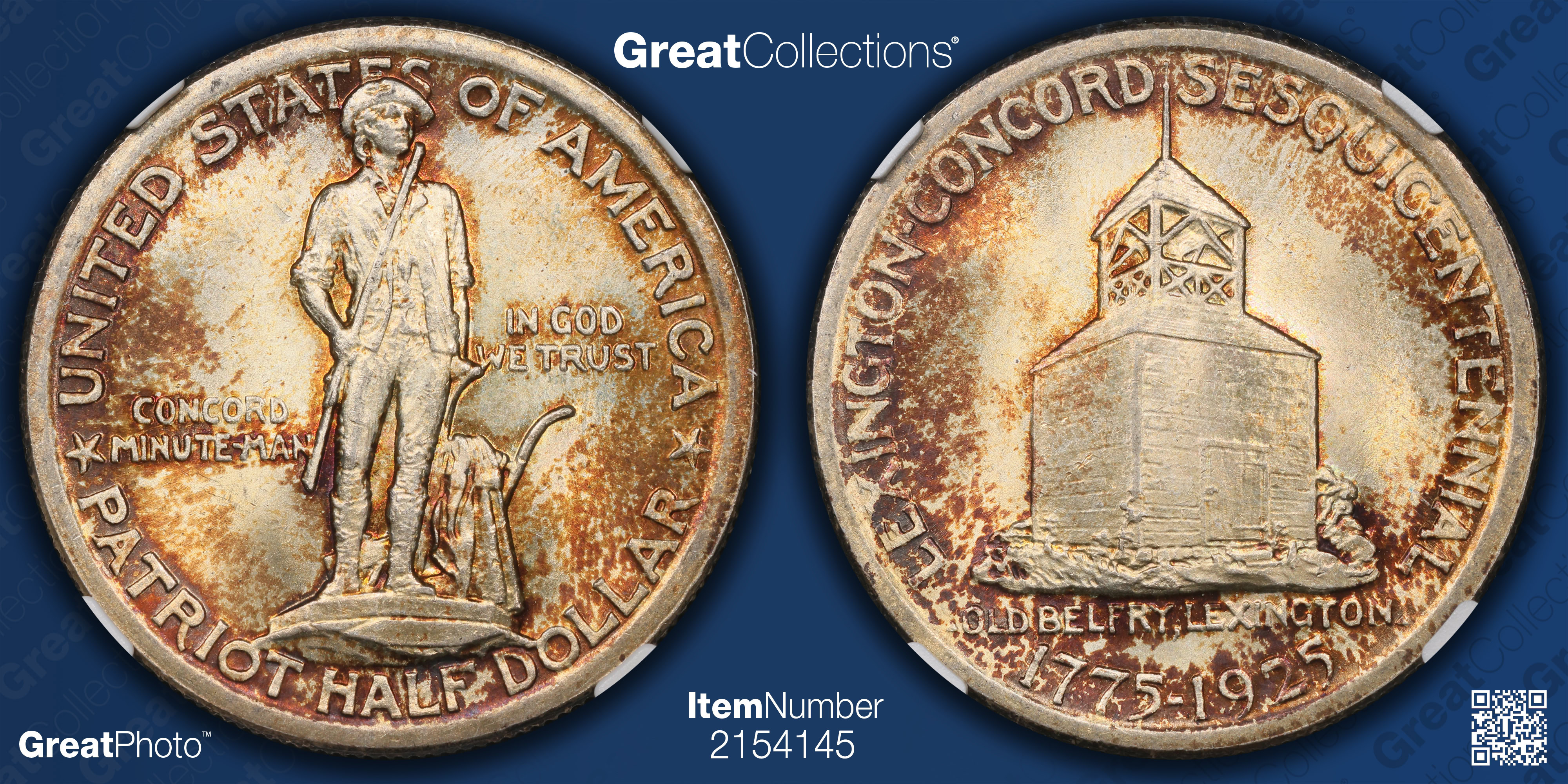 1925 Lexington-Concord Sesquicentennial Half Dollar NGC MS-65