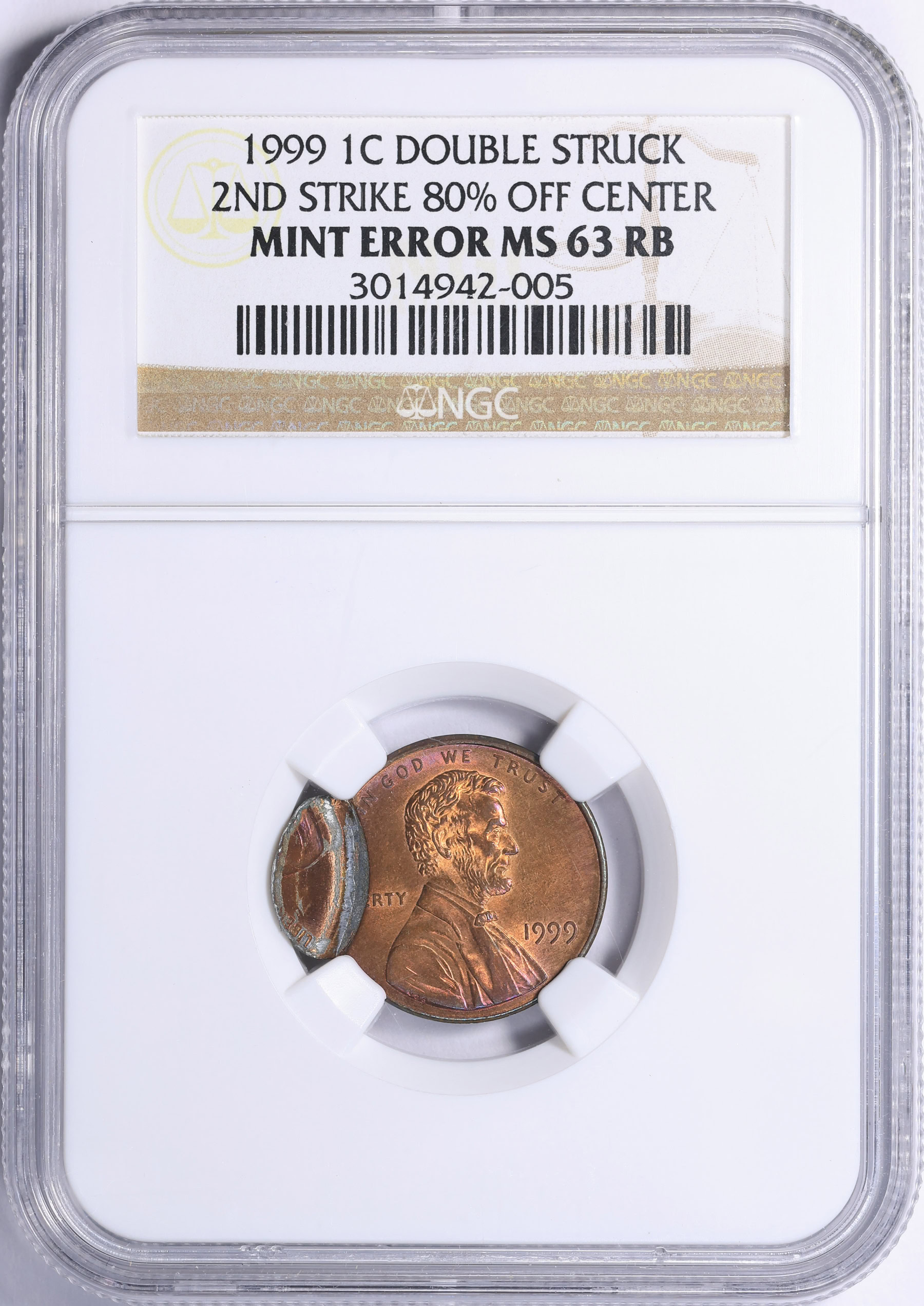 Mint Error 1999 Lincoln Cent Double Struck 2nd Strike 80% Off