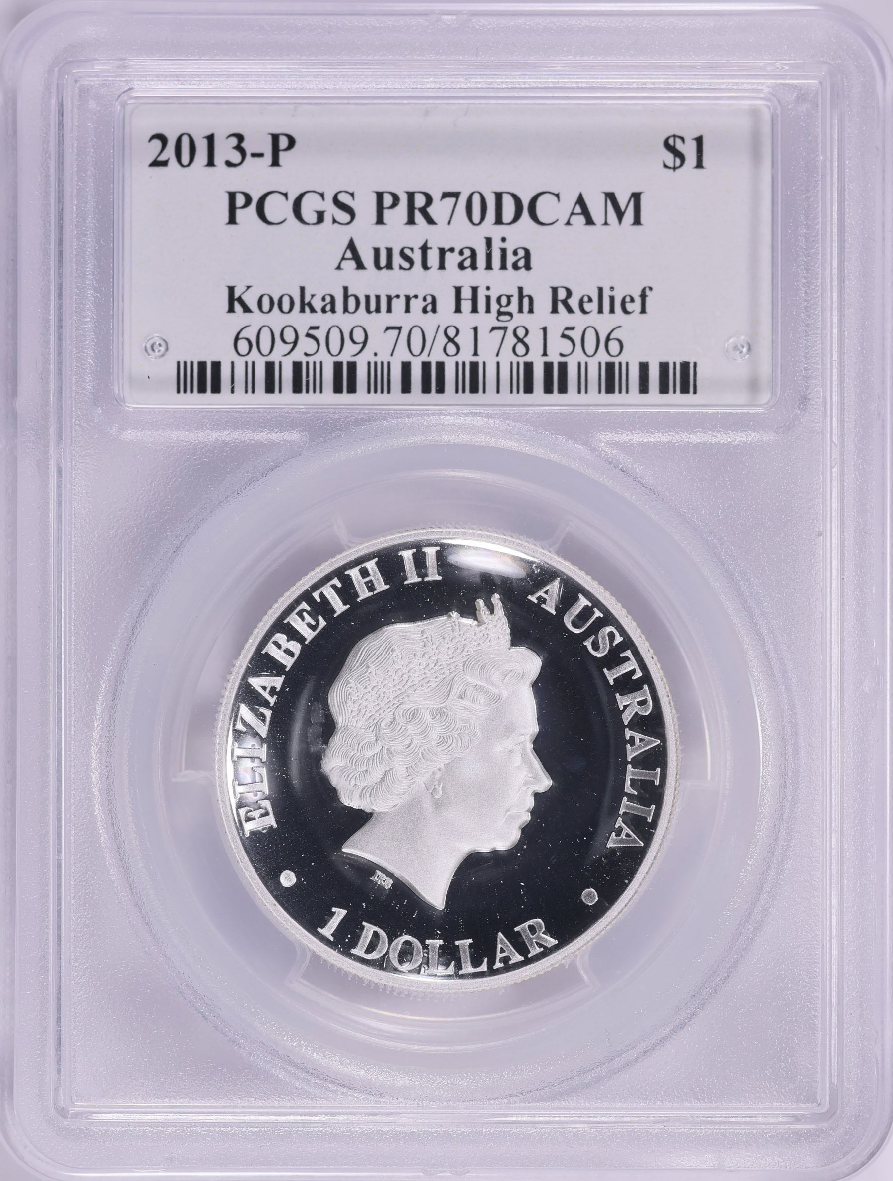 Australia 2013-P Silver Dollar Kookaburra High Relief KM-1988 PCGS