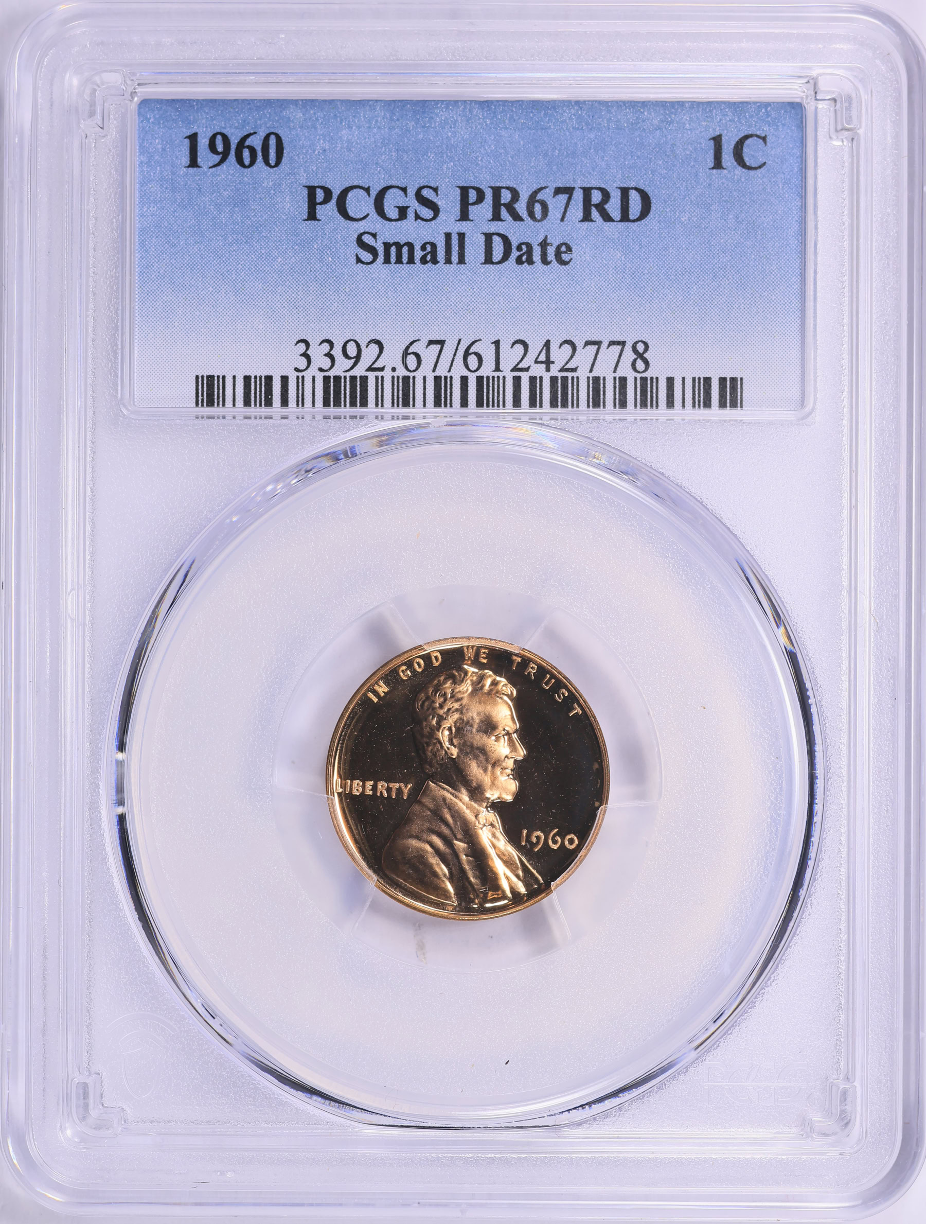 コレクション pcgs sp67 1968 P20 FR LEC-64 ESSAI 1960 Lincoln Cent Small Date PCGS Proof-67 RD (Item 2155681