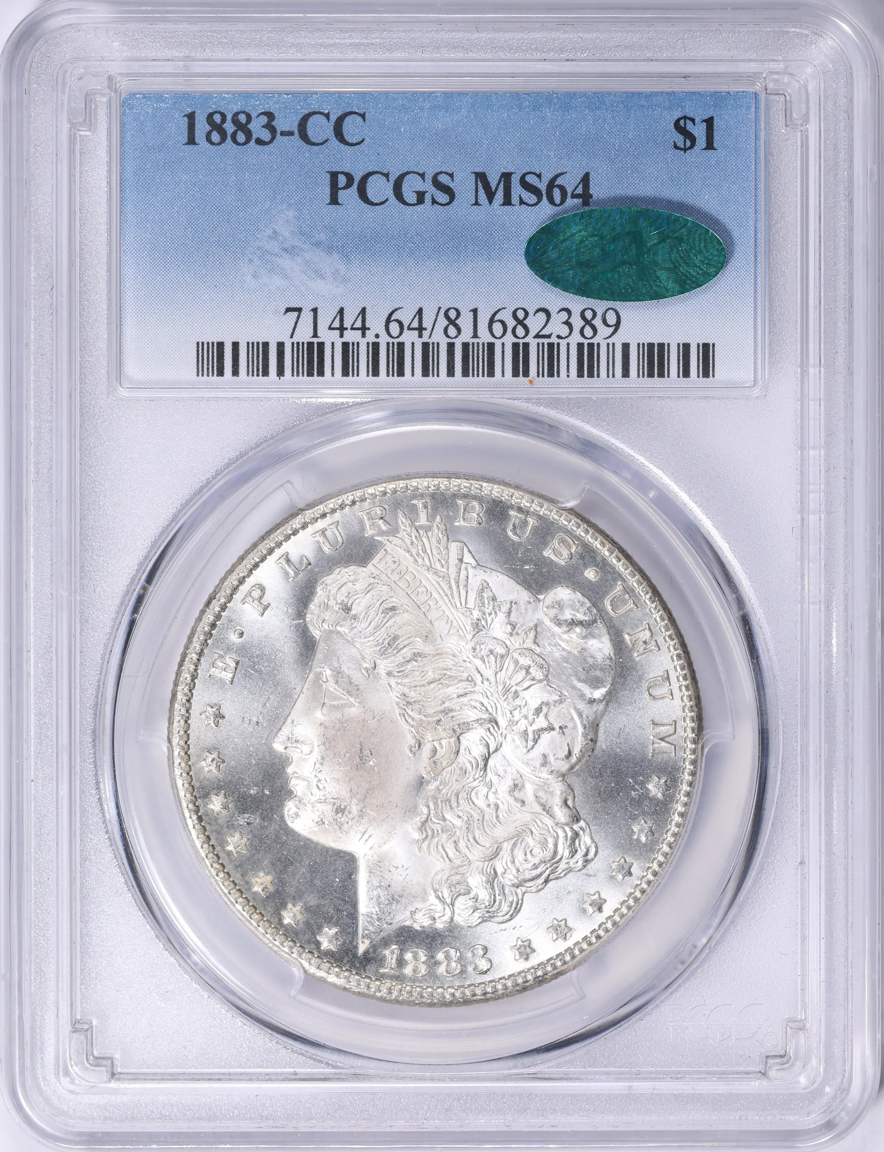 1883-CC Morgan Silver Dollar PCGS MS-64 (CAC Green) (Item 2155923