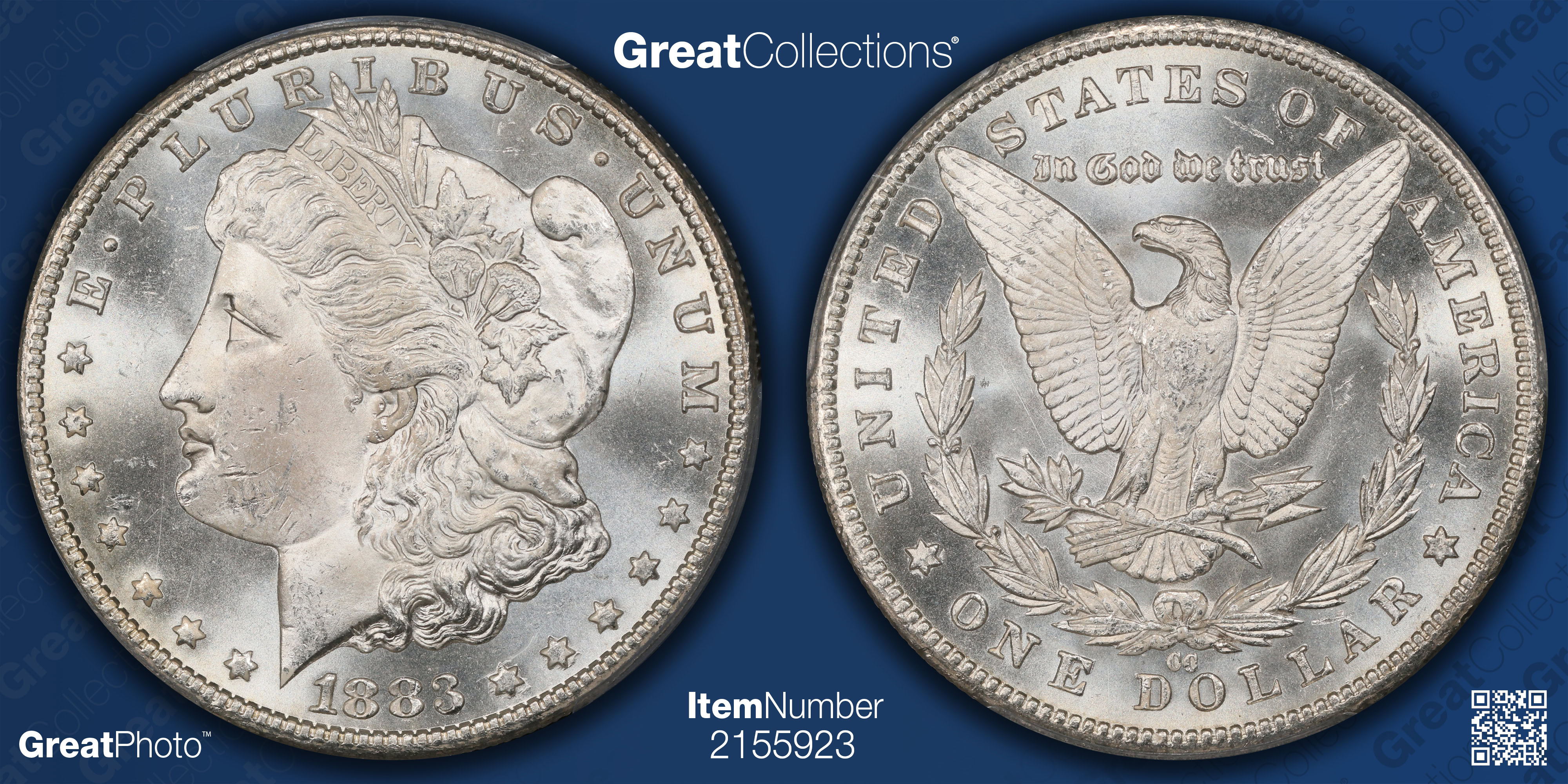 1883-CC Morgan Silver Dollar PCGS MS-64 (CAC Green) (Item 2155923