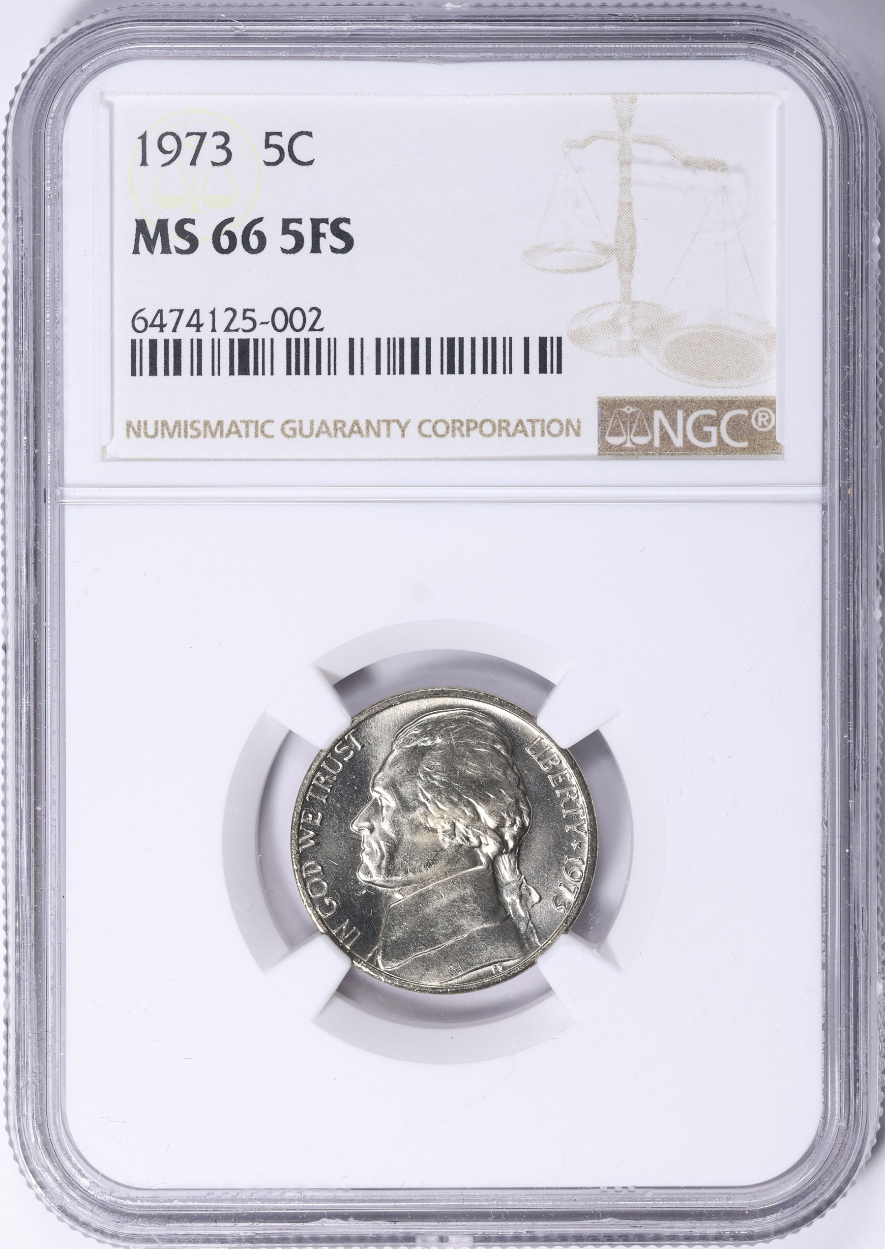 1973 Jefferson Nickel NGC MS-66 5FS (Item 2156741