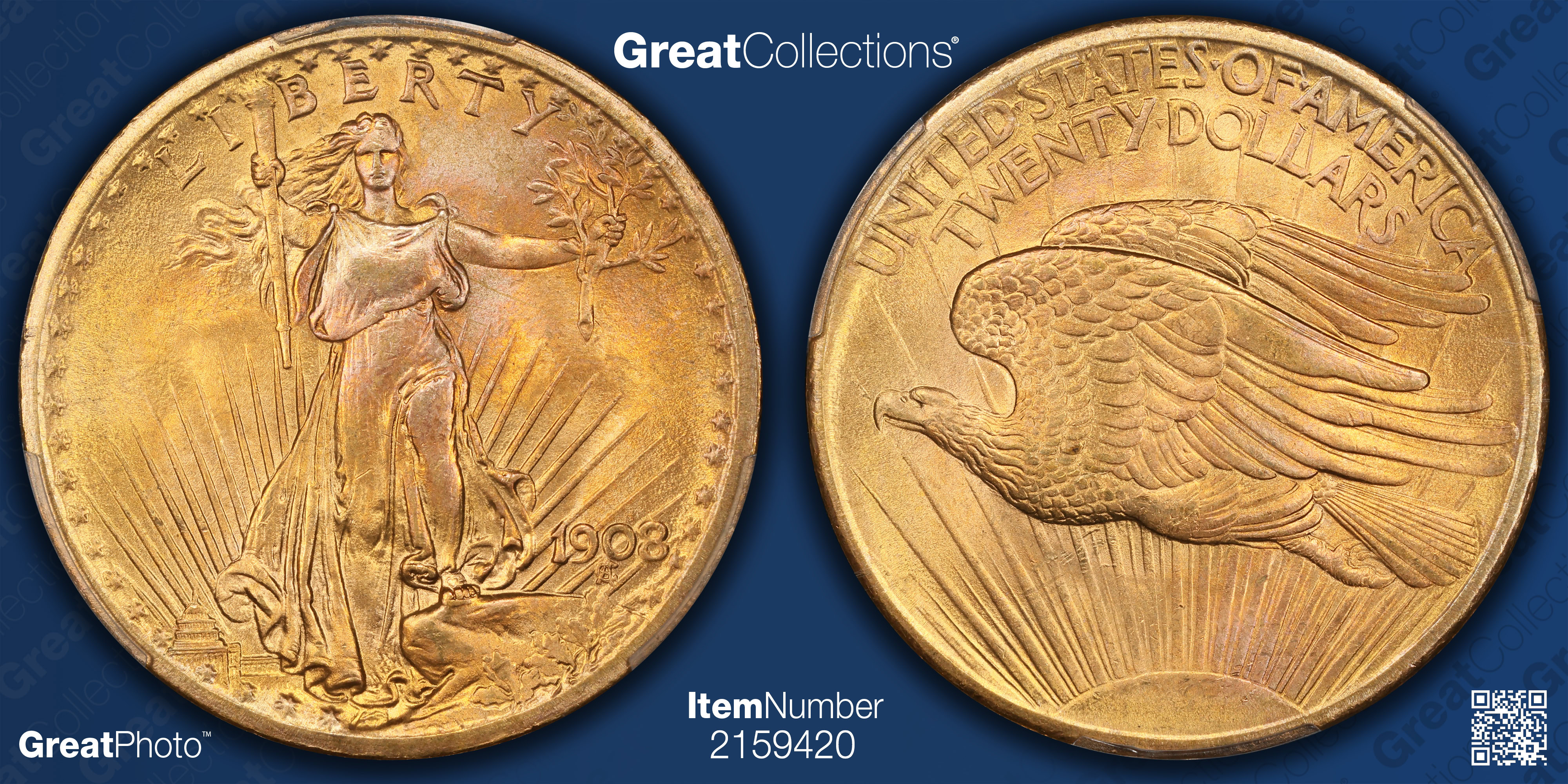 1908 Saint-Gaudens Gold Double Eagle No Motto PCGS MS-67+ (CAC