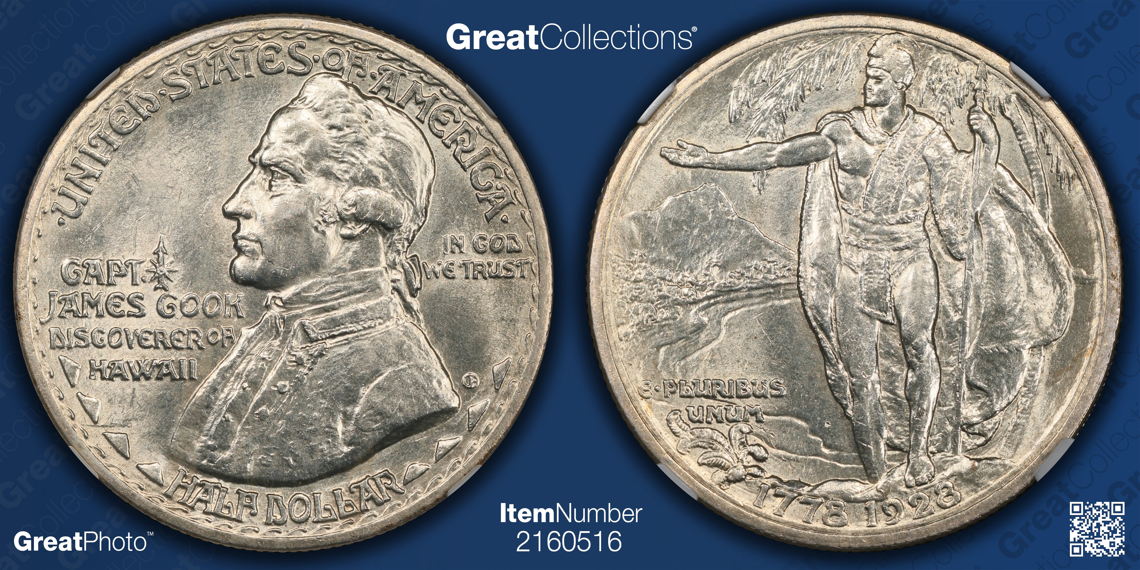 1928 Hawaiian Sesquicentennial Half Dollar NGC MS-63 (Item 2160516