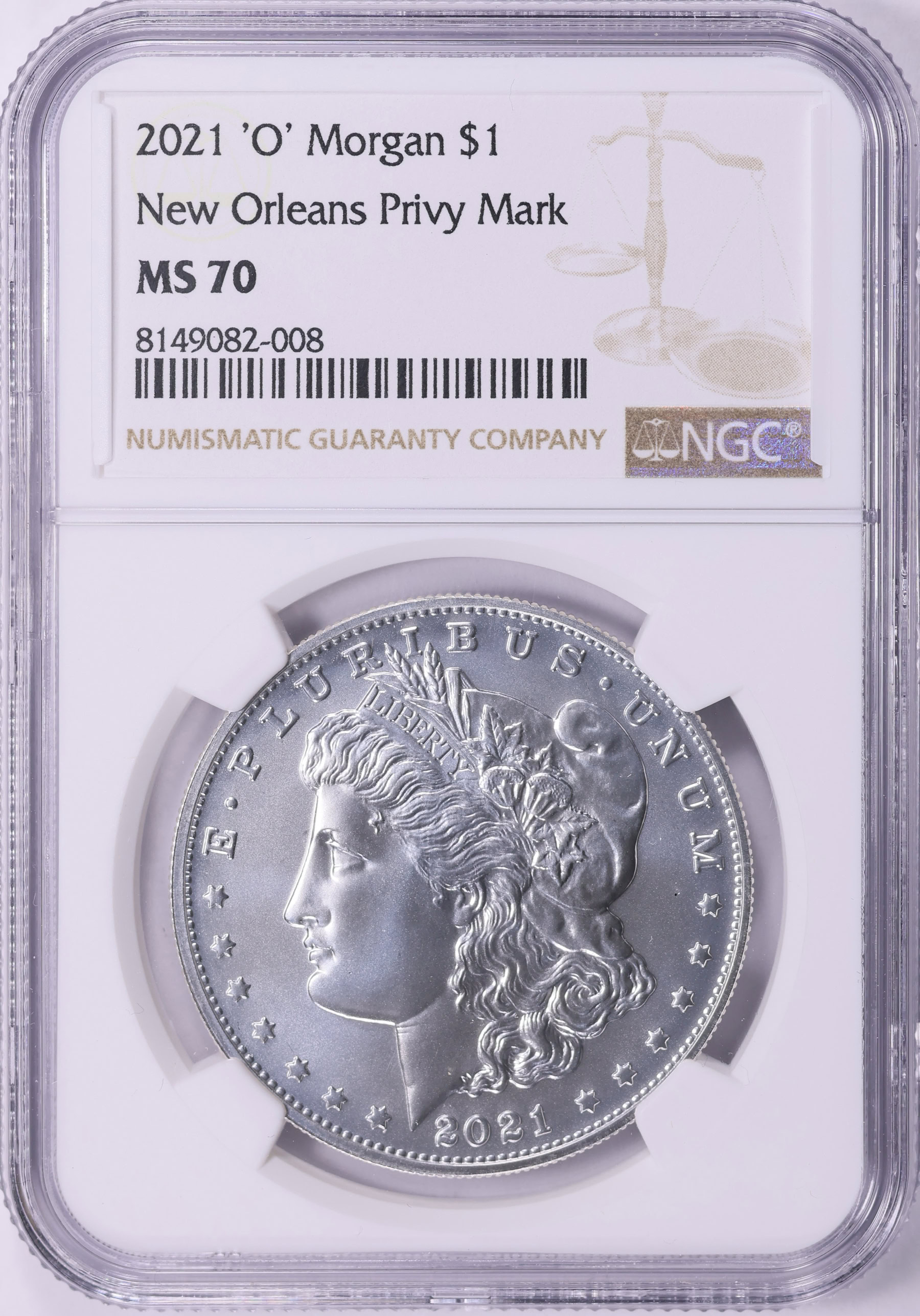 2021-O Morgan Silver Dollar O Privy 100th Anniversary NGC MS-70