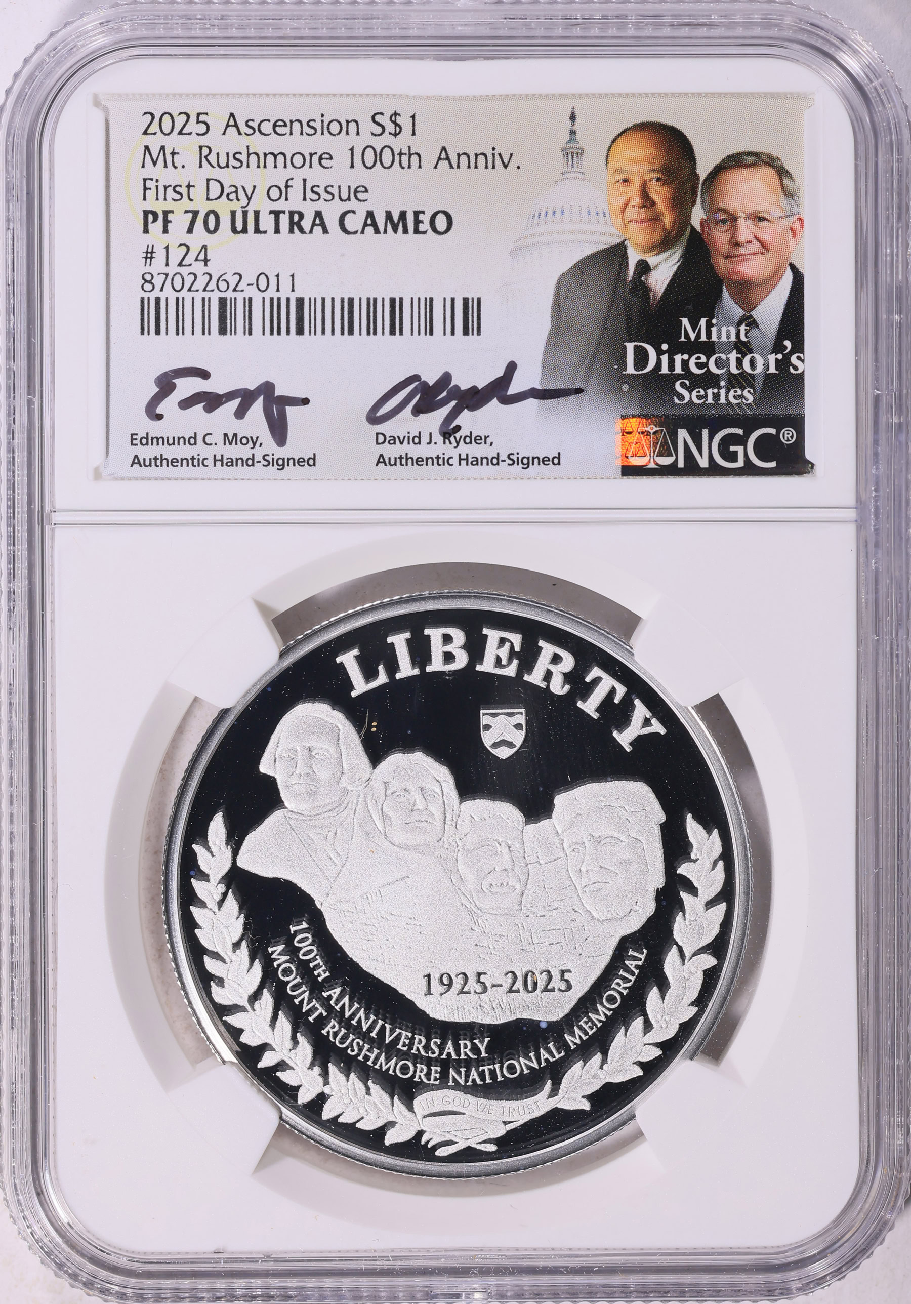 Ascension Island 2025 Silver Dollar Mt. Rushmore 100th Anniversary