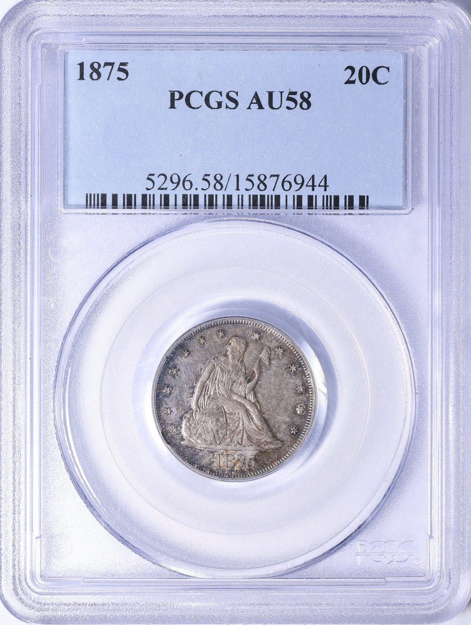 1875 Twenty-Cent Piece PCGS AU-58 (Toned) (Item 2161315