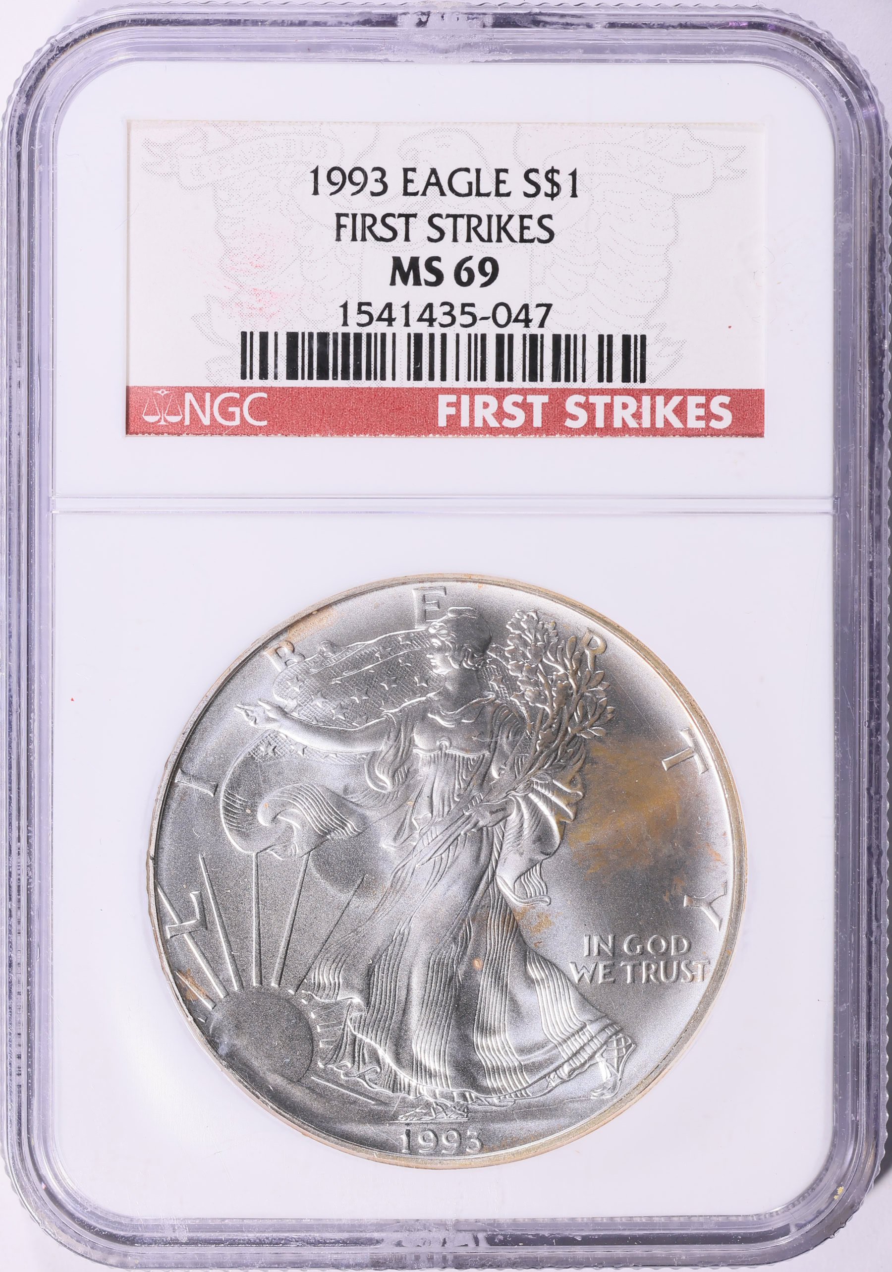 1993 $1 Silver Eagle First Strike NGC MS-69 (Item 2161880
