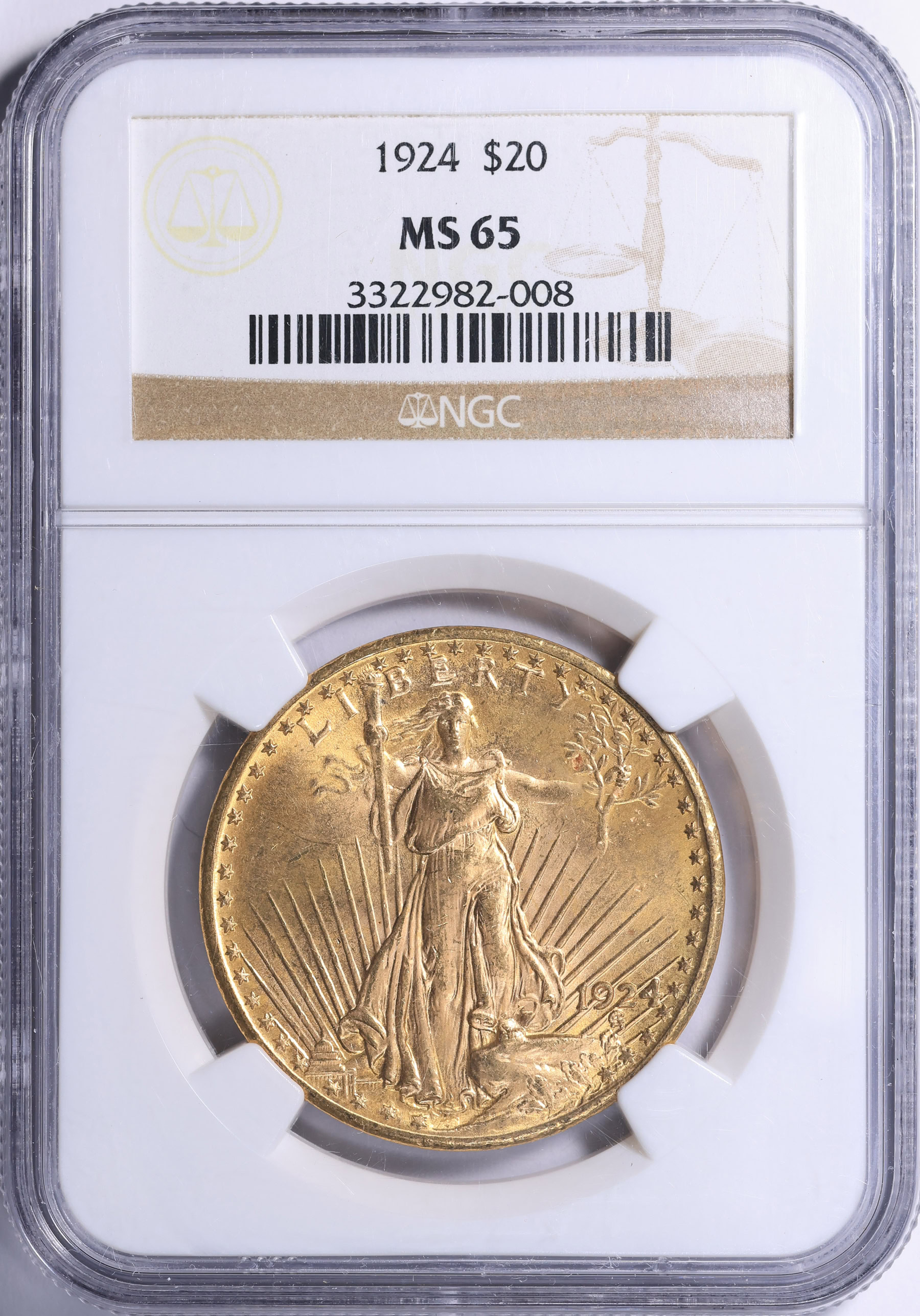 額装済/Hall d　Ambassade 1924/マレット 1924 Saint-Gaudens Gold Double Eagle NGC MS-65 (Item 2162032