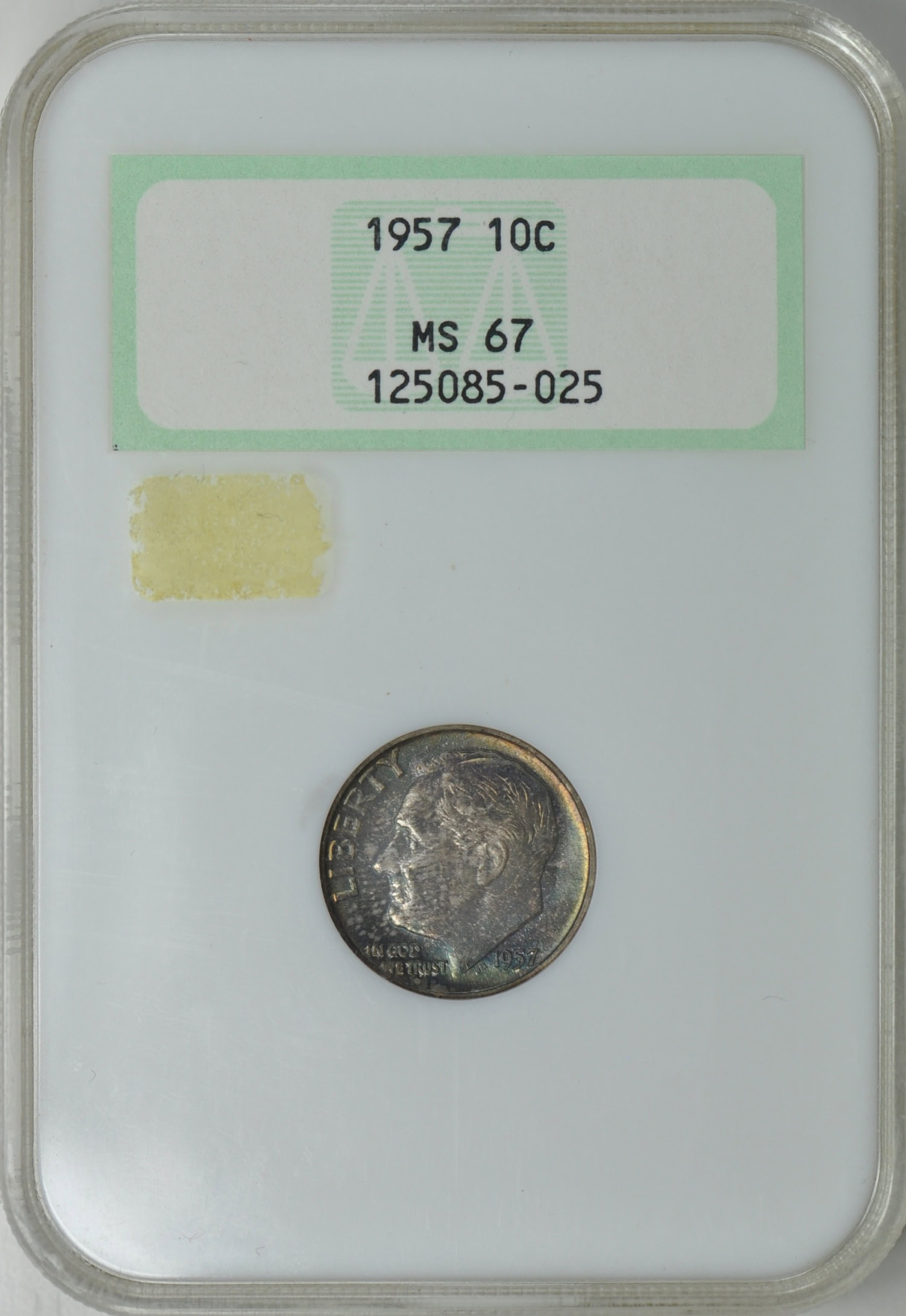 1957 Roosevelt Dime NGC MS-67 OH (Toned) (Item 216291