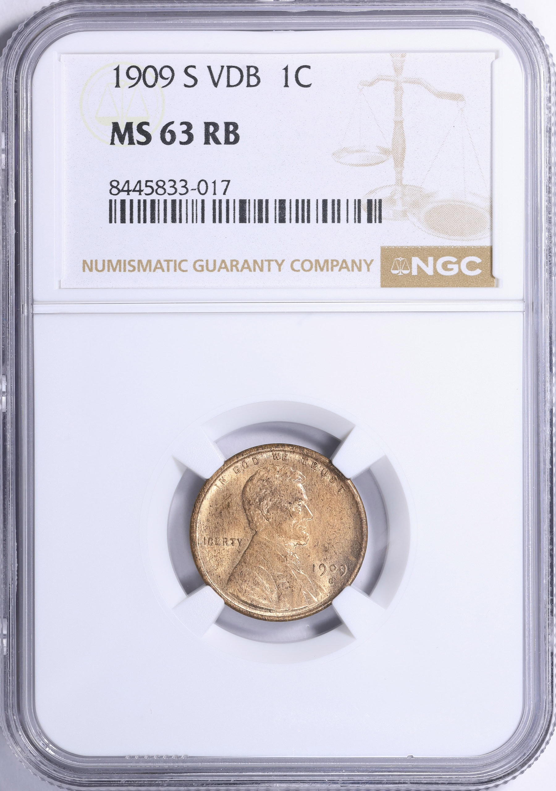 その他 valuable 1909-S Lincoln Cent V.D.B. NGC MS-63 RB (Item 2166174